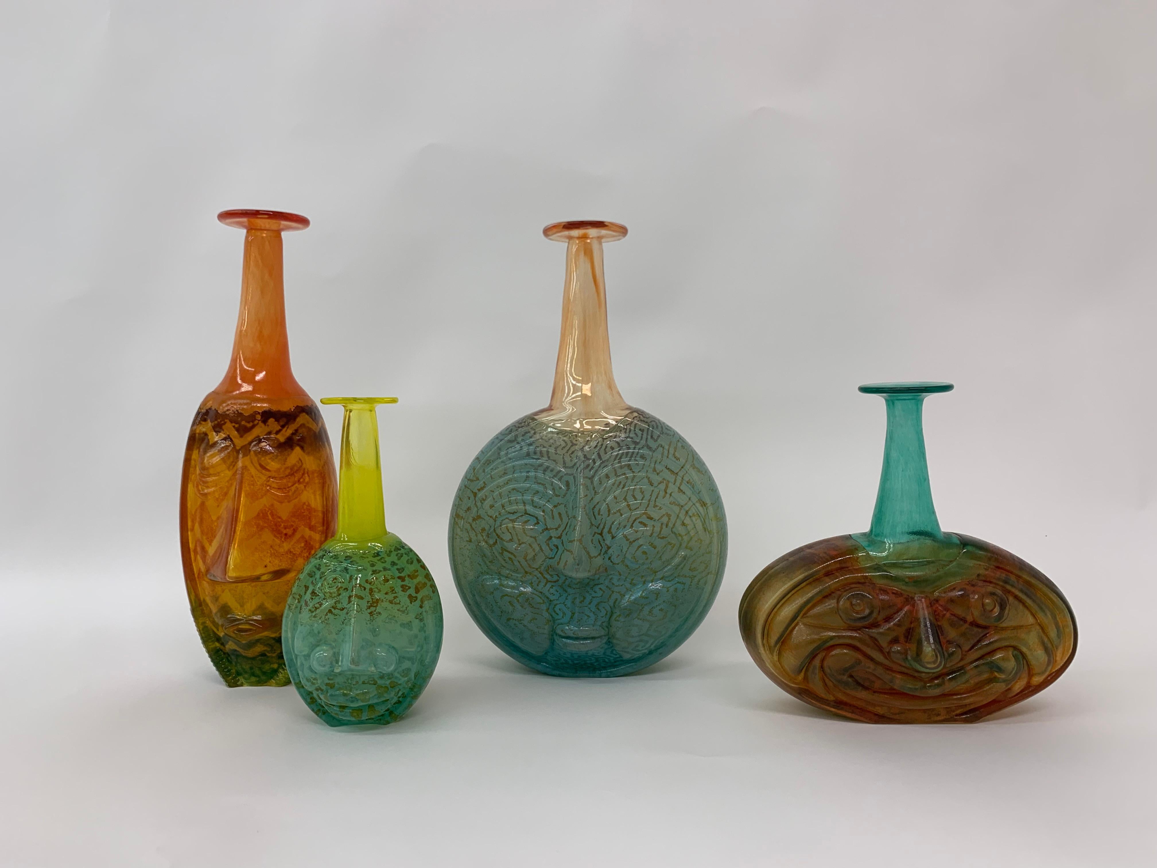 Mid-Century Modern Rare Set of Kjell Engman for Kosta Boda Sweden ‘Rio’ Face Vases For Sale