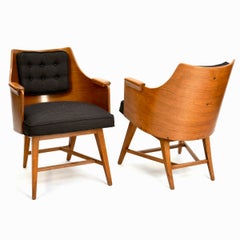 Rare Set of Lounge Chairs in Walnut by Edward Wormley for Dunbar 1950's