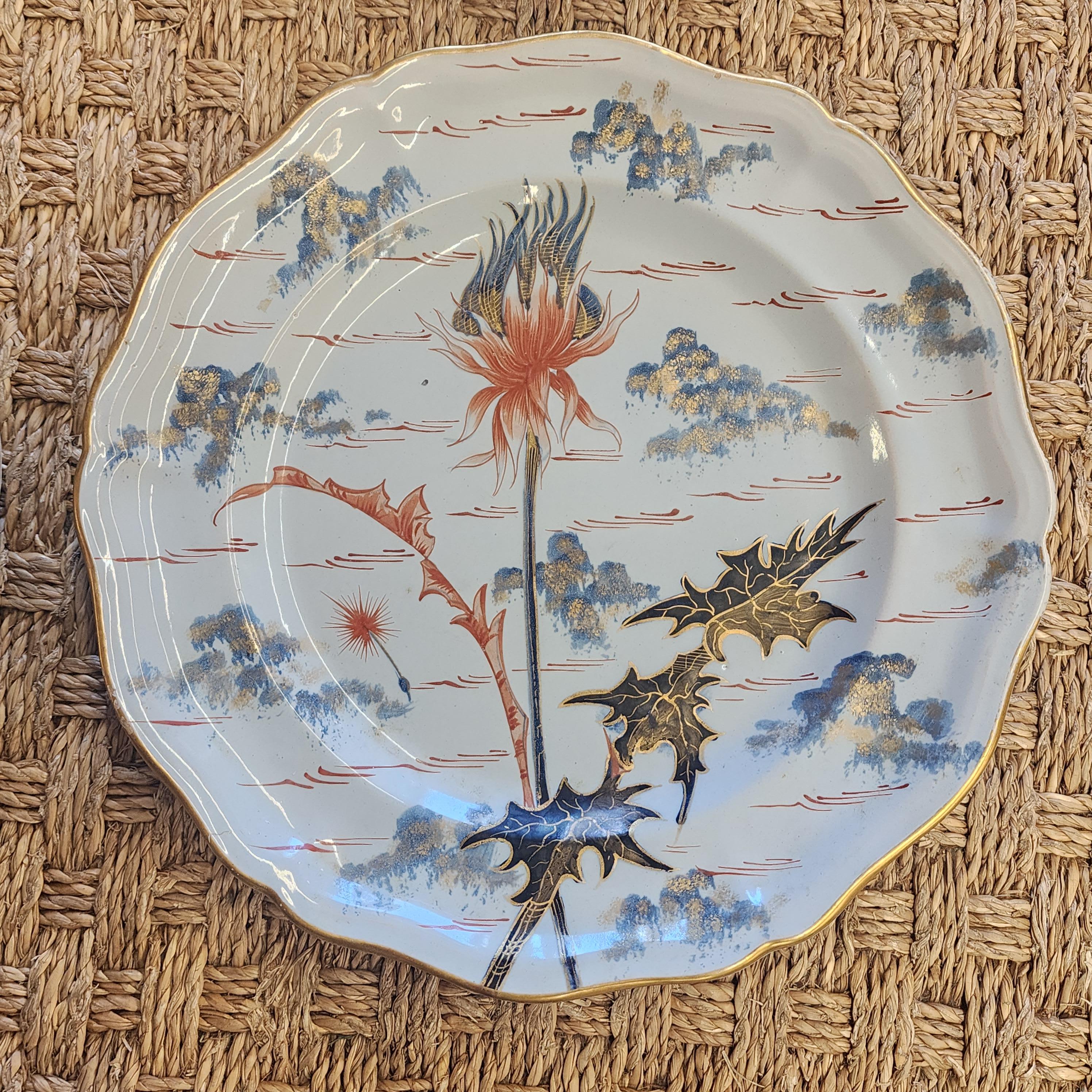 19th Century Rare set of Majolica plates by Emile Galle For Sale