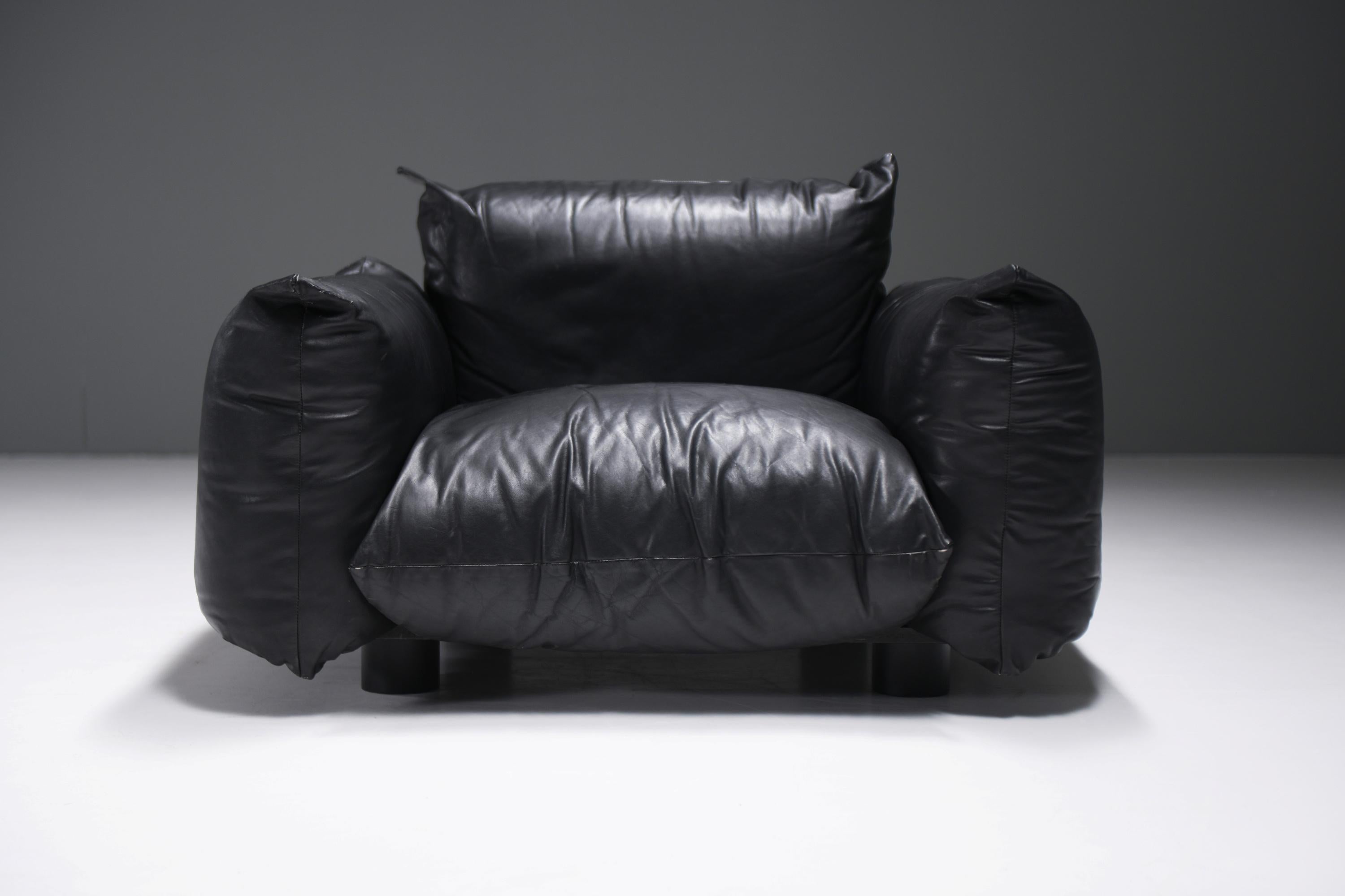 Rare set of Marenco lounge chairs in leather by Mario Marenco for ARFLEX Italy 13