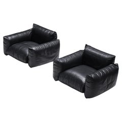 Rare set of Marenco lounge chairs in leather by Mario Marenco for ARFLEX Italy