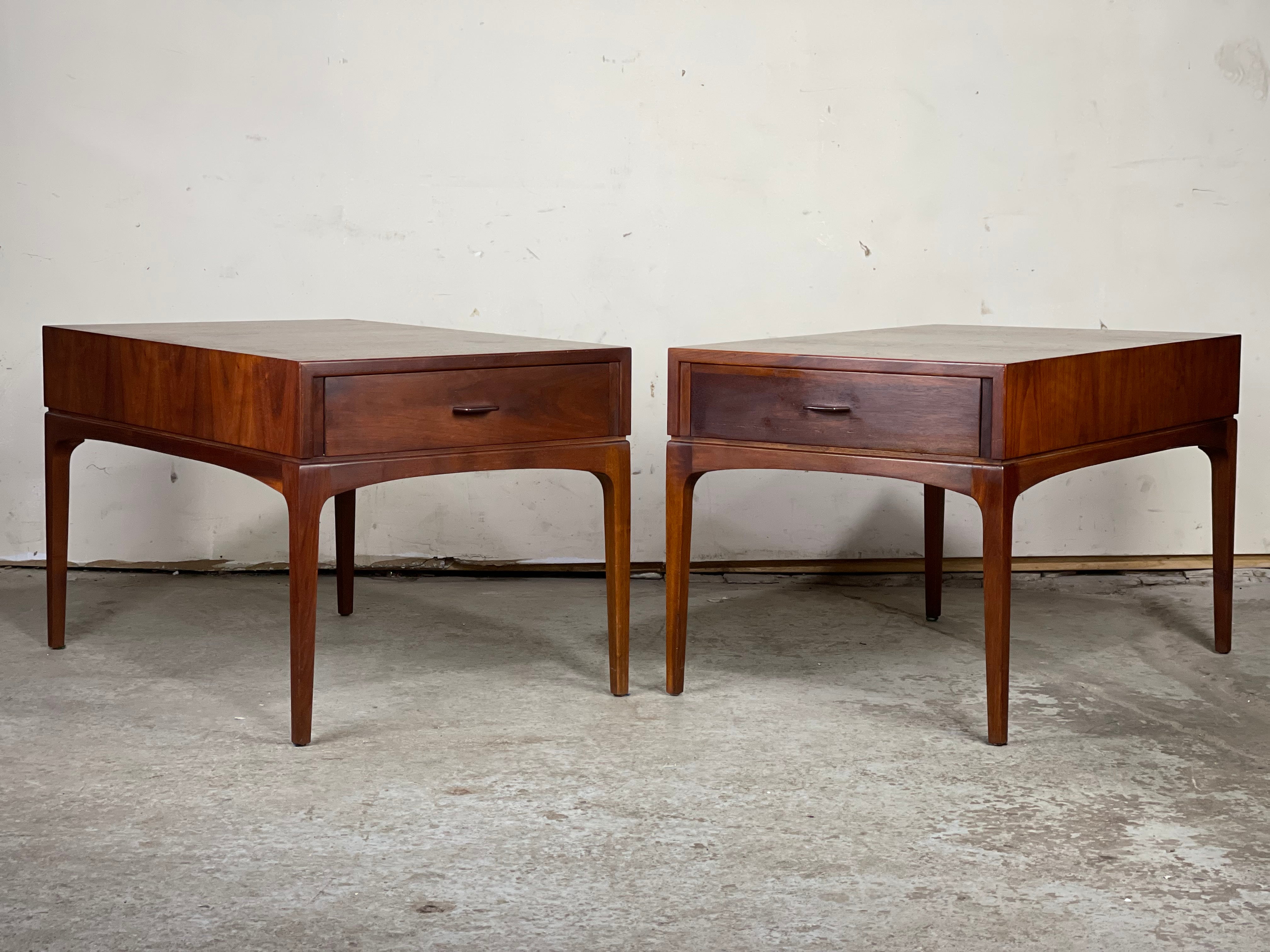Mid-20th Century Rare Set of Mid-Century Modern Nightstands by Ace-Hi in Solid Walnut