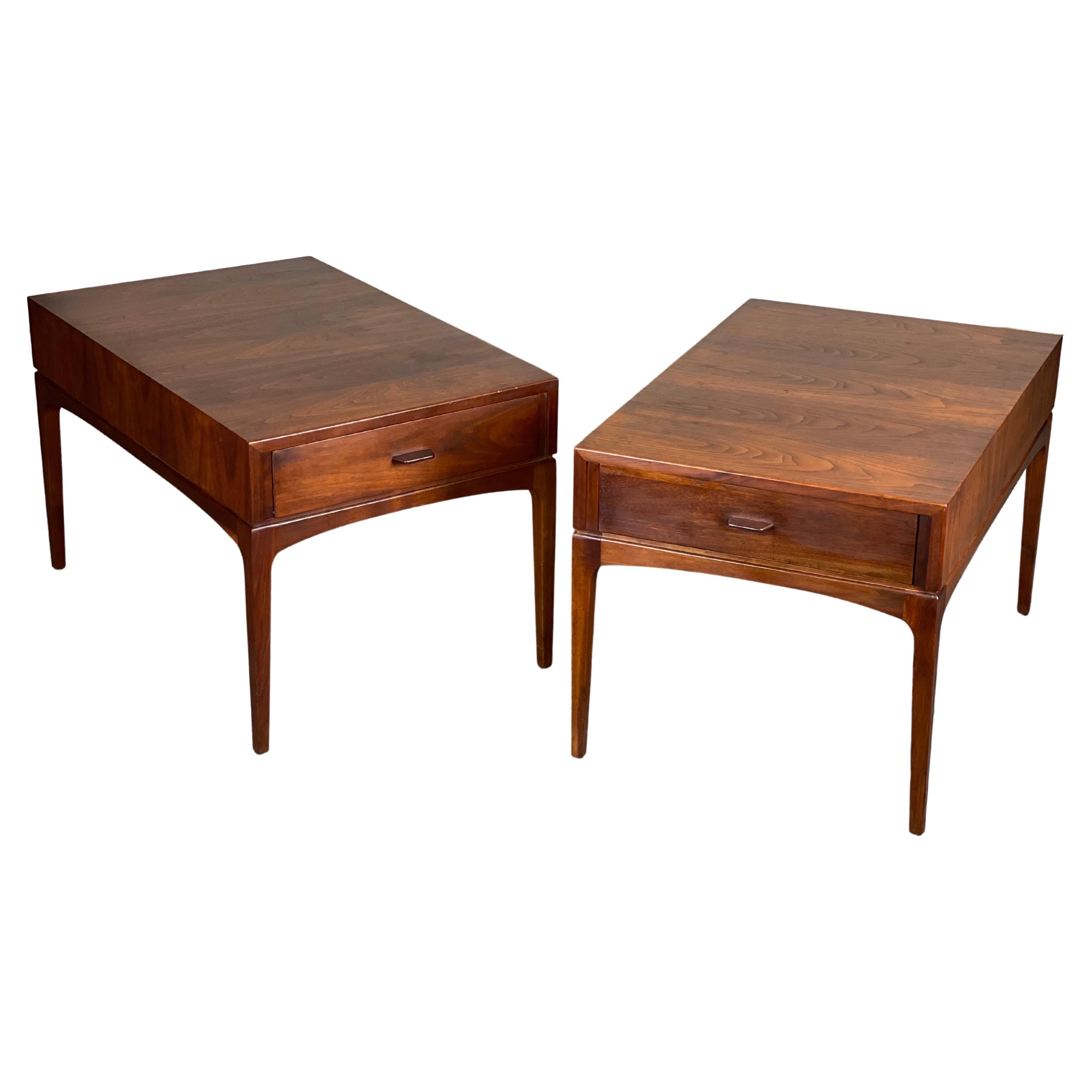 Rare Set of Mid-Century Modern Nightstands by Ace-Hi in Solid Walnut