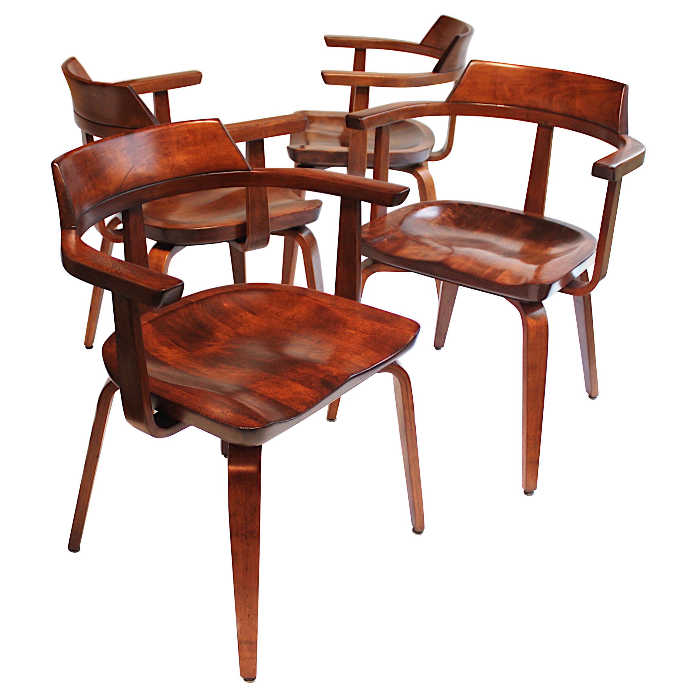 Mid-Century Modern W199 Bent-Wood Chairs by Walter Gropius for Thonet Bauhaus