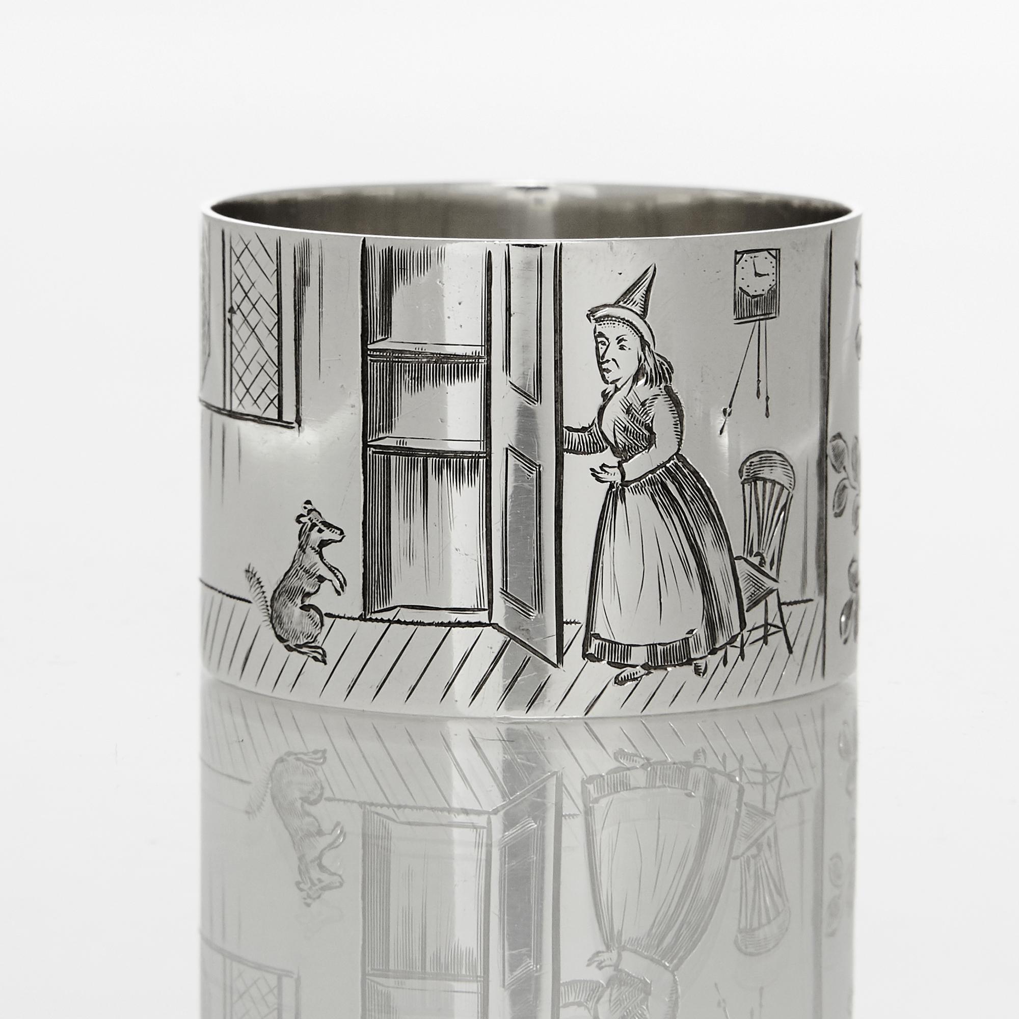 Rare Set of Nursery Rhyme Silver Napkin Rings 3