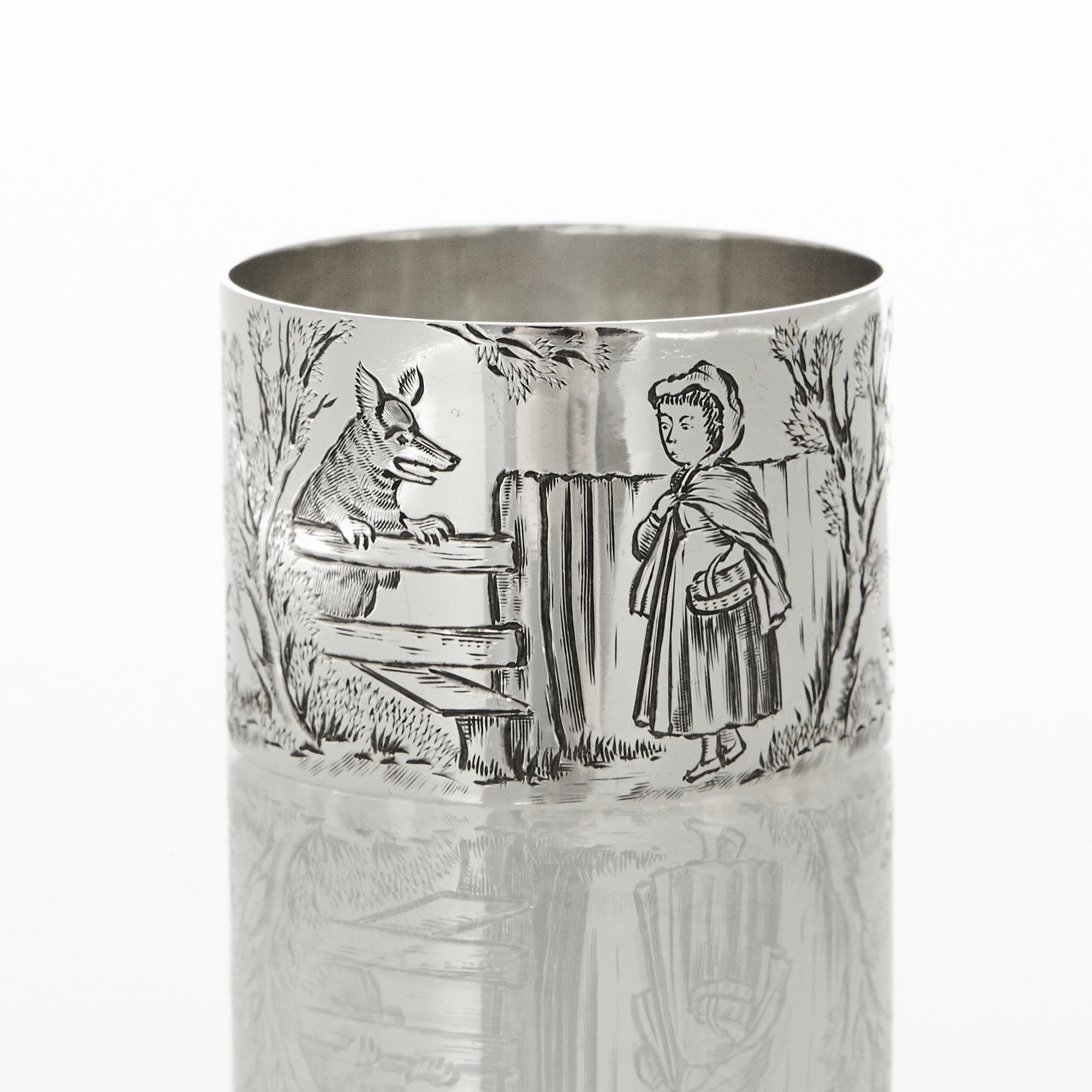 Rare Set of Nursery Rhyme Silver Napkin Rings 6