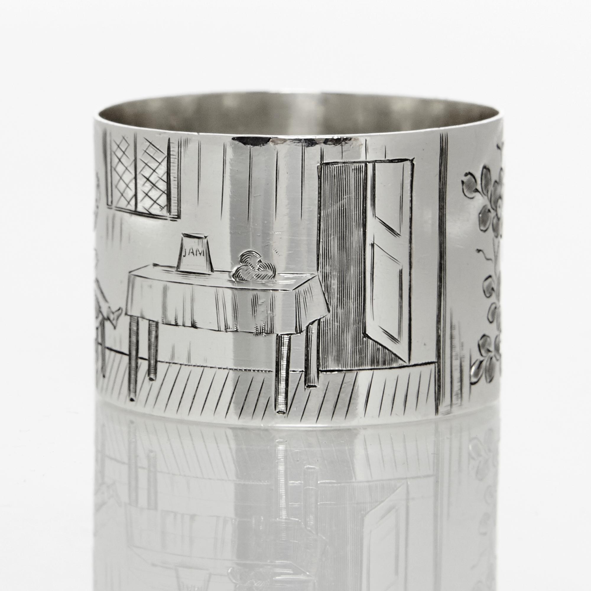 Victorian Rare Set of Nursery Rhyme Silver Napkin Rings