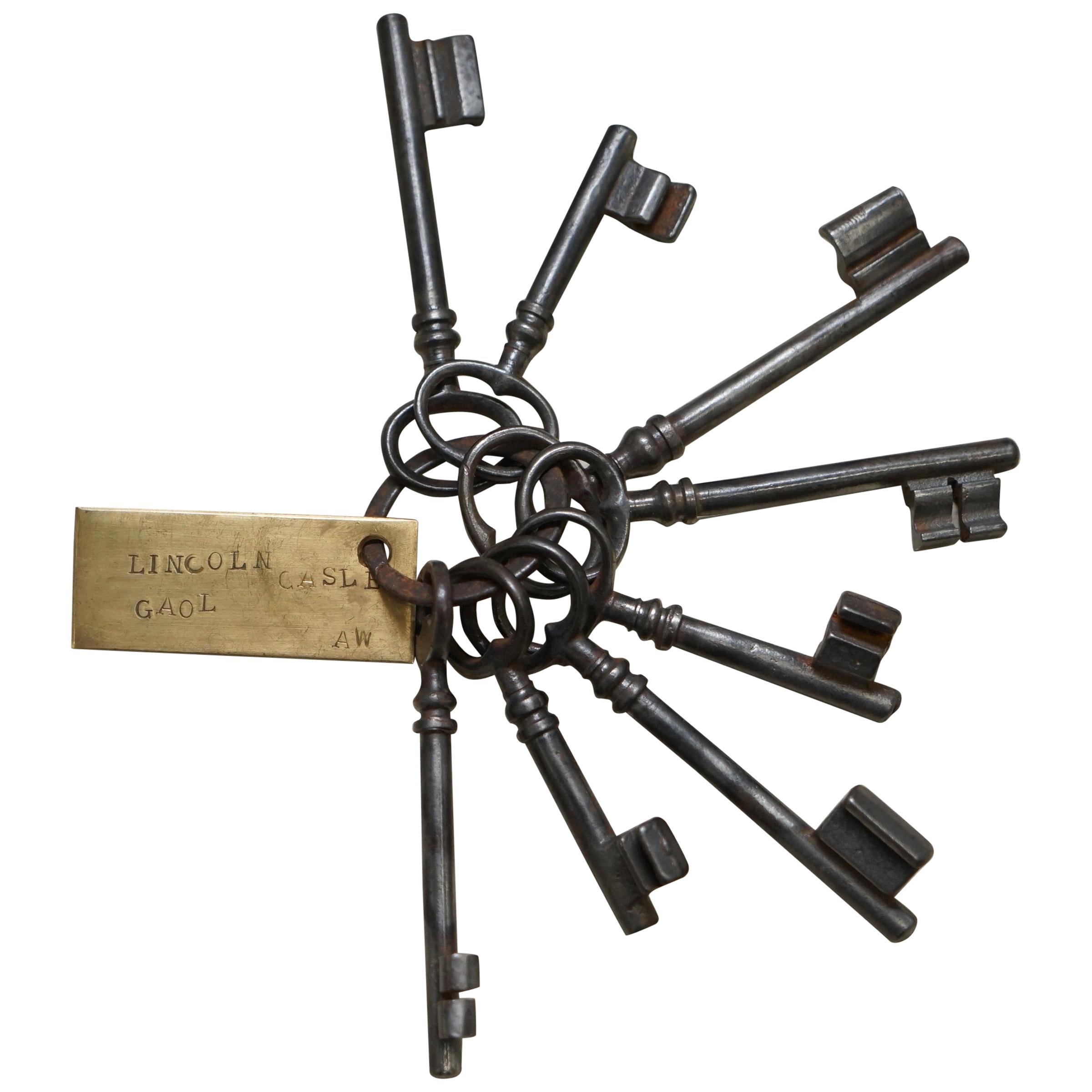 Rare Set of Original Antique Victorian Lincoln Castle Prison Keys Amazing Find
