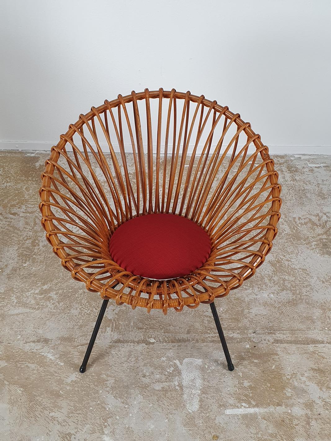 Mid-Century Modern Rare Set of Rattan Chairs by Rohé Noordwolde