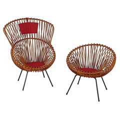 Rare Set of Rattan Chairs by Rohé Noordwolde
