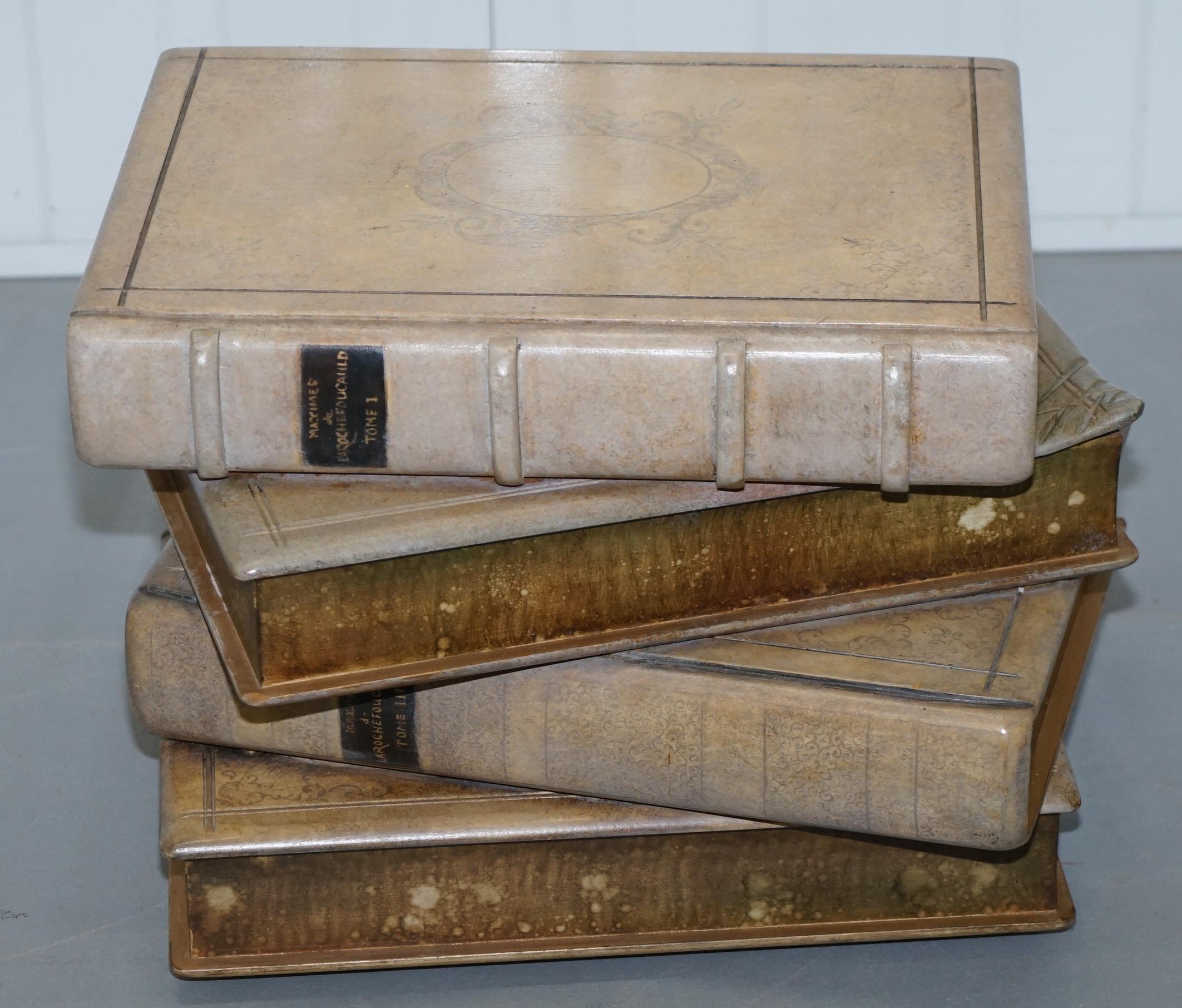 We are delighted to offer for sale this lovely solid hand carved wood side table depicting a stack of Scholars books

This table is part of a large suite of six lots of Scholars books side or coffee tables, all listed under my other items

The