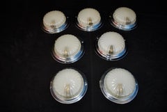 Rare Set of Seven French 1960s Flush Lights or Sconces ( five are sold )