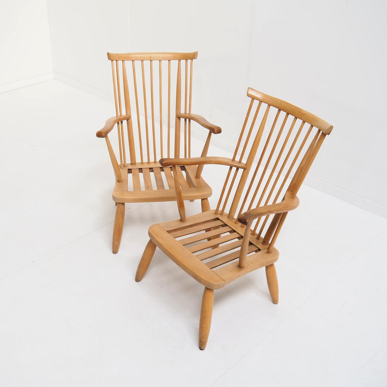 Mid-20th Century Rare Set of Shaker Styled Wingback Chairs