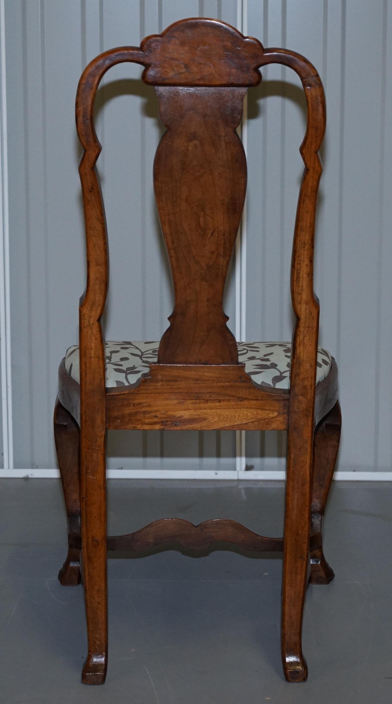 Rare Set of Six 18th Century circa 1760 Dutch Elm Marquetry Inlaid Dining Chairs For Sale 5