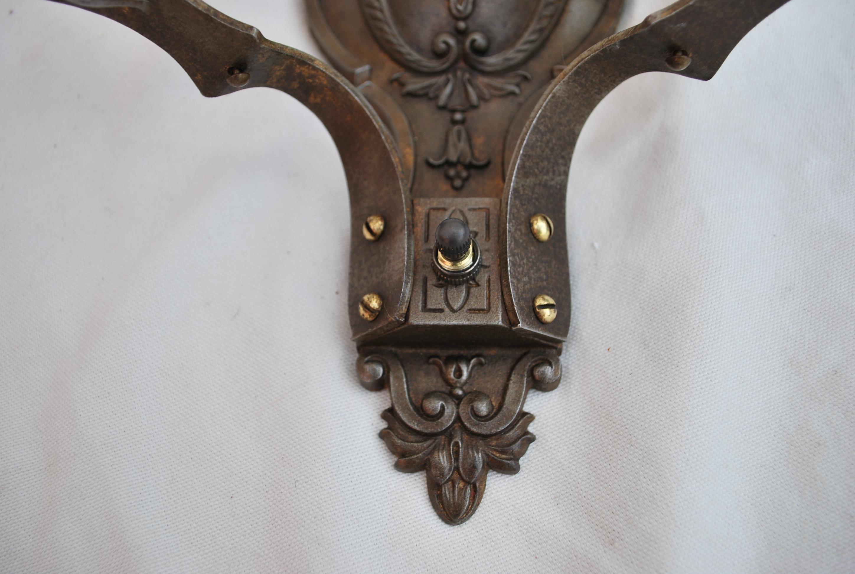 American Rare Set of Six 1920s Iron Sconces  ( four are sold ) For Sale