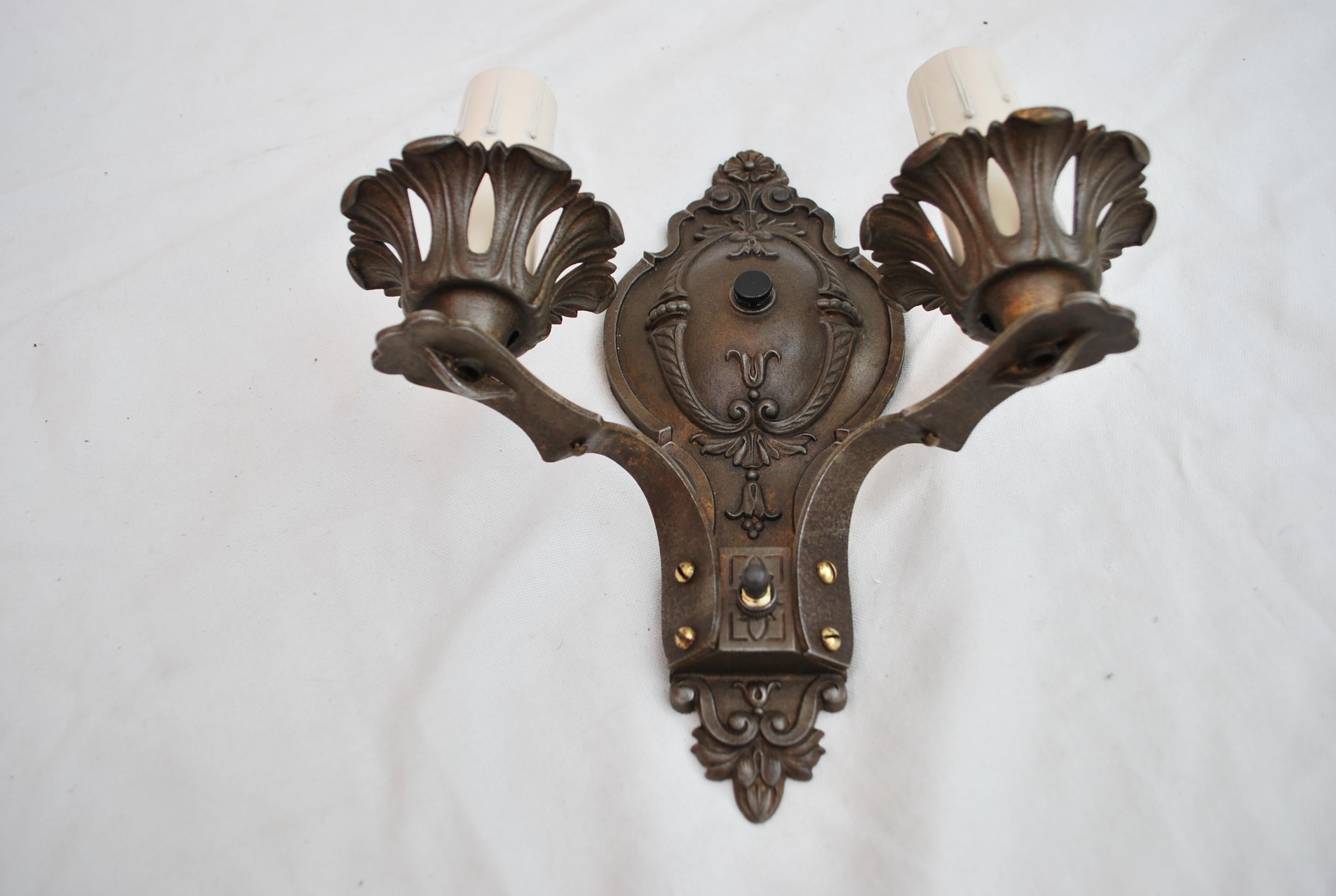 Wrought Iron Rare Set of Six 1920s Iron Sconces  ( four are sold ) For Sale