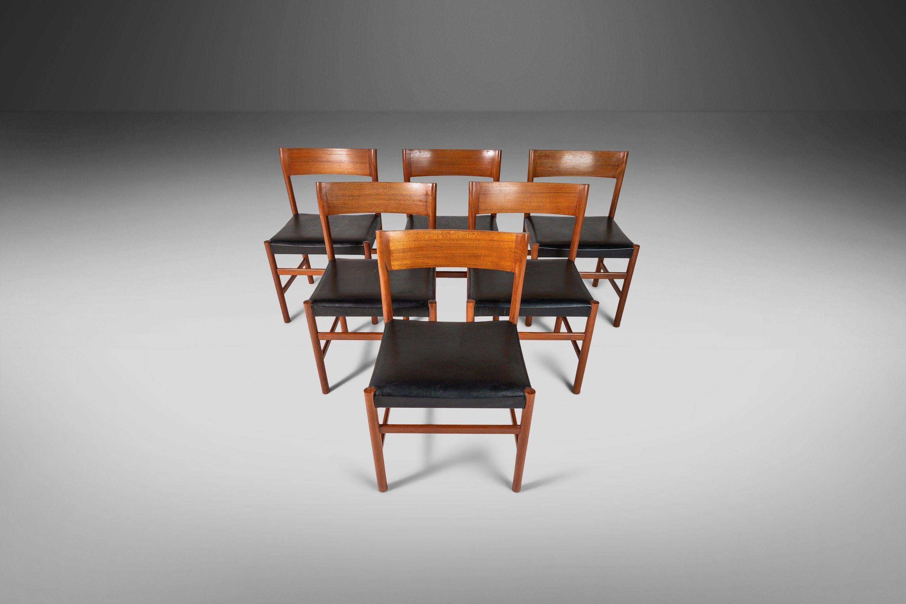 Satz von sechs ''6'' Esszimmerstühlen „Modell 9'' von Arne Halvorsen für L. Jacobsen, 1960er Jahre im Angebot 3