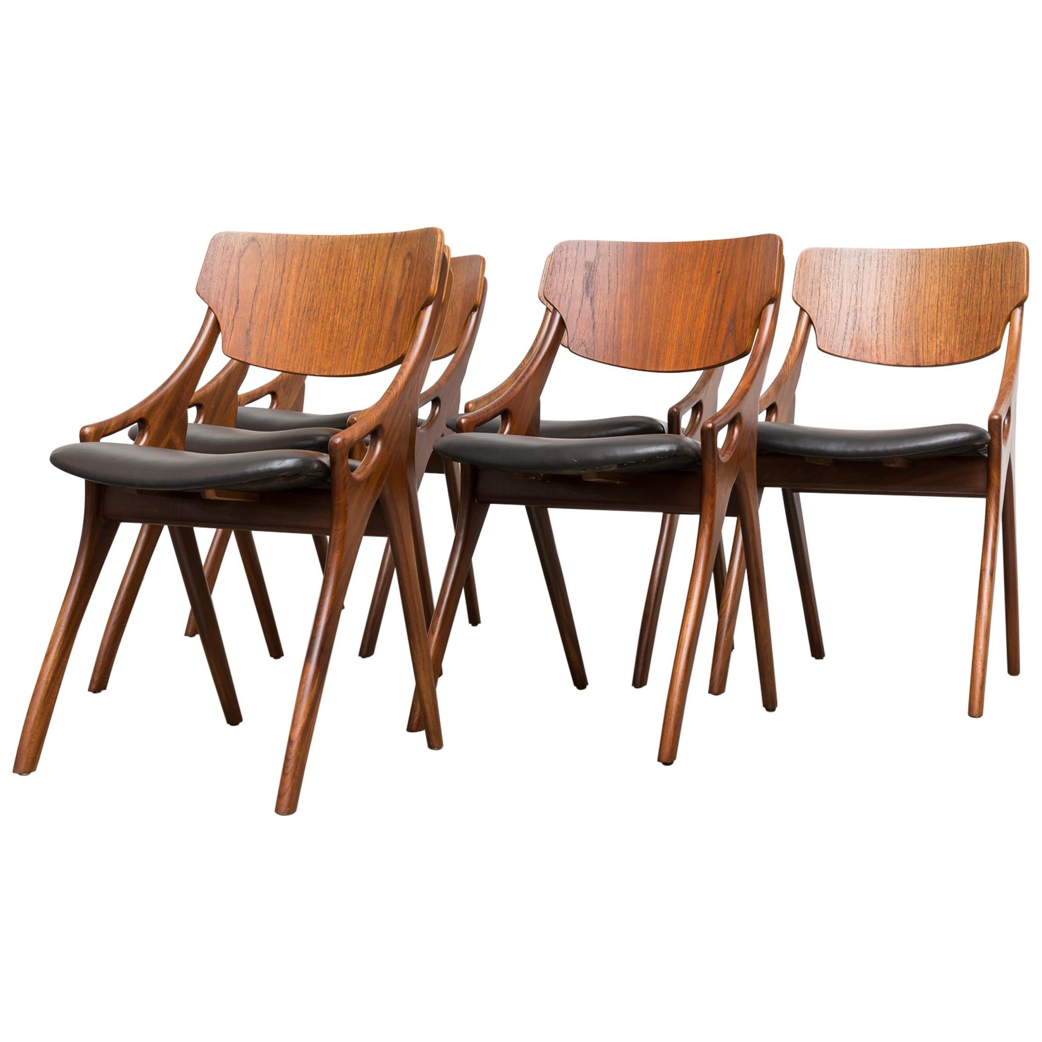 Rare Set of Six Arne Hovmand Olsen Dining Chairs for Mogens Kold