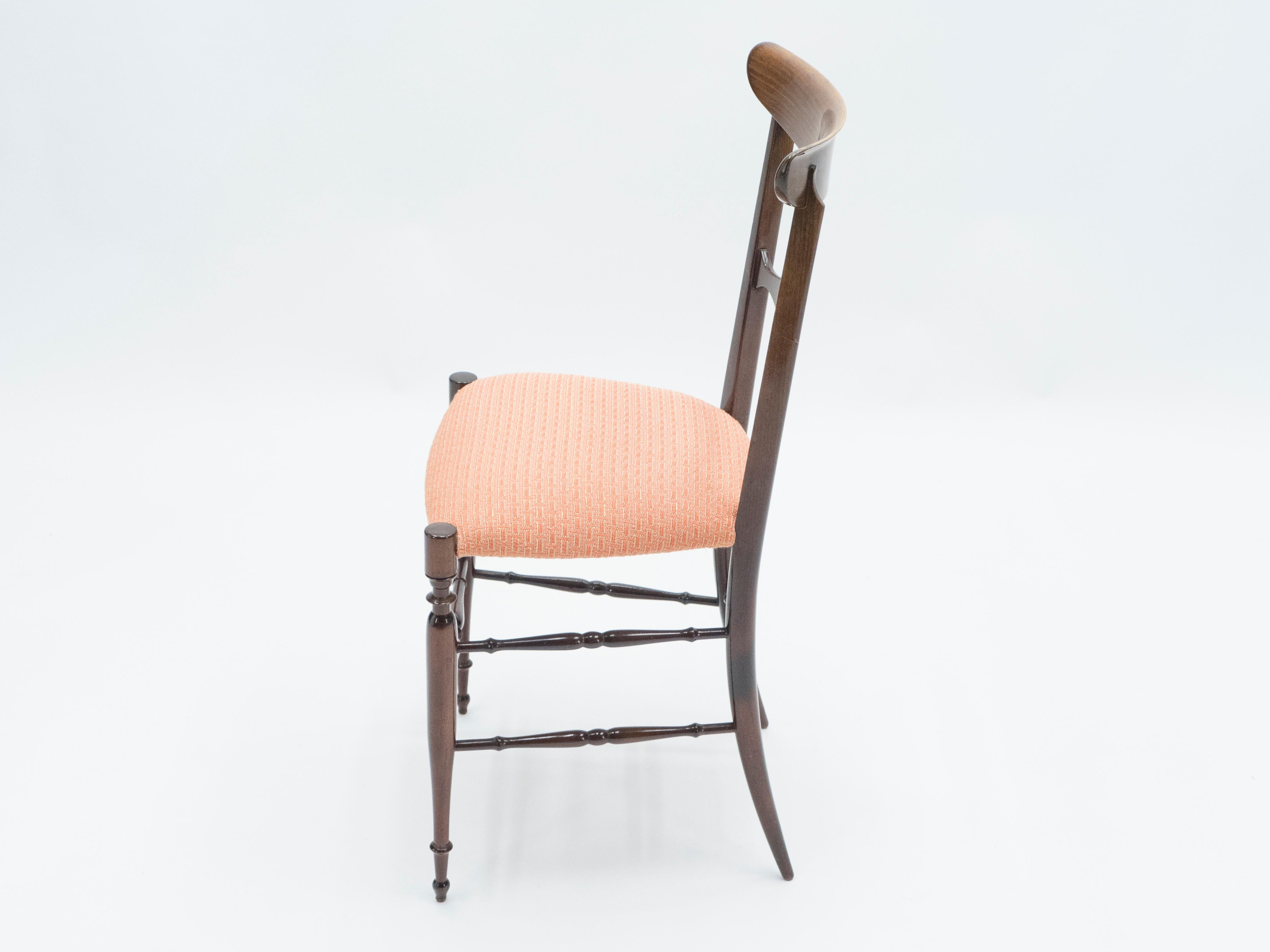 Raro set di sei sedie in noce Campanino Chiavari dei Fratelli Levaggi, 1950 in vendita 6