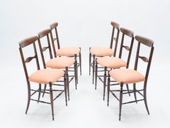 Seltener Satz von sechs Campanino Chiavari-Stühlen aus Nussbaumholz von Fratelli Levaggi:: 1950