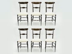 Rare Set of Six Campanino Chiavari Walnut Chairs by Fratelli Levaggi, 1950