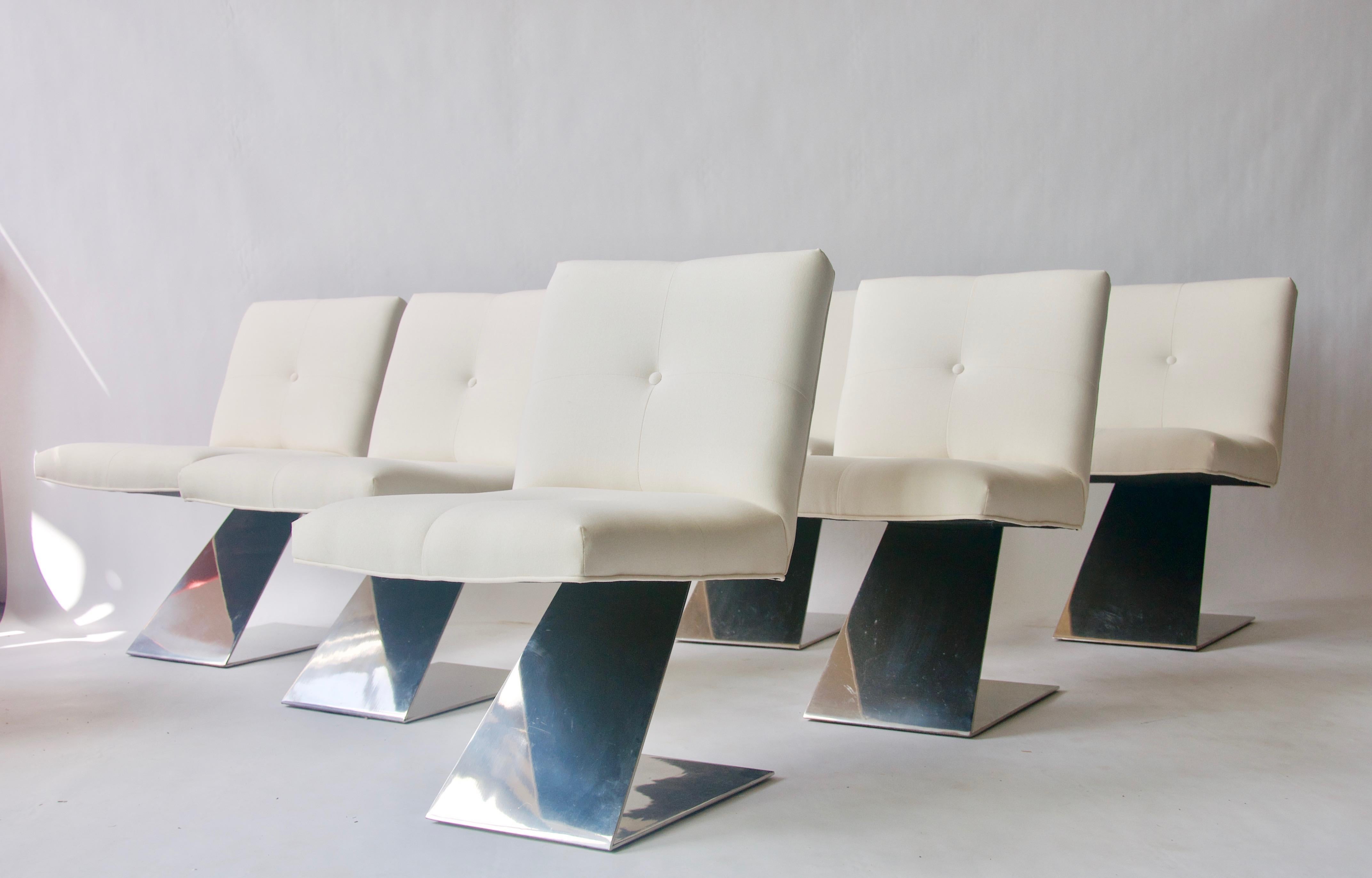 Mid-Century Modern Rare Set of Six Cantilevered Milo Baughman Chairs