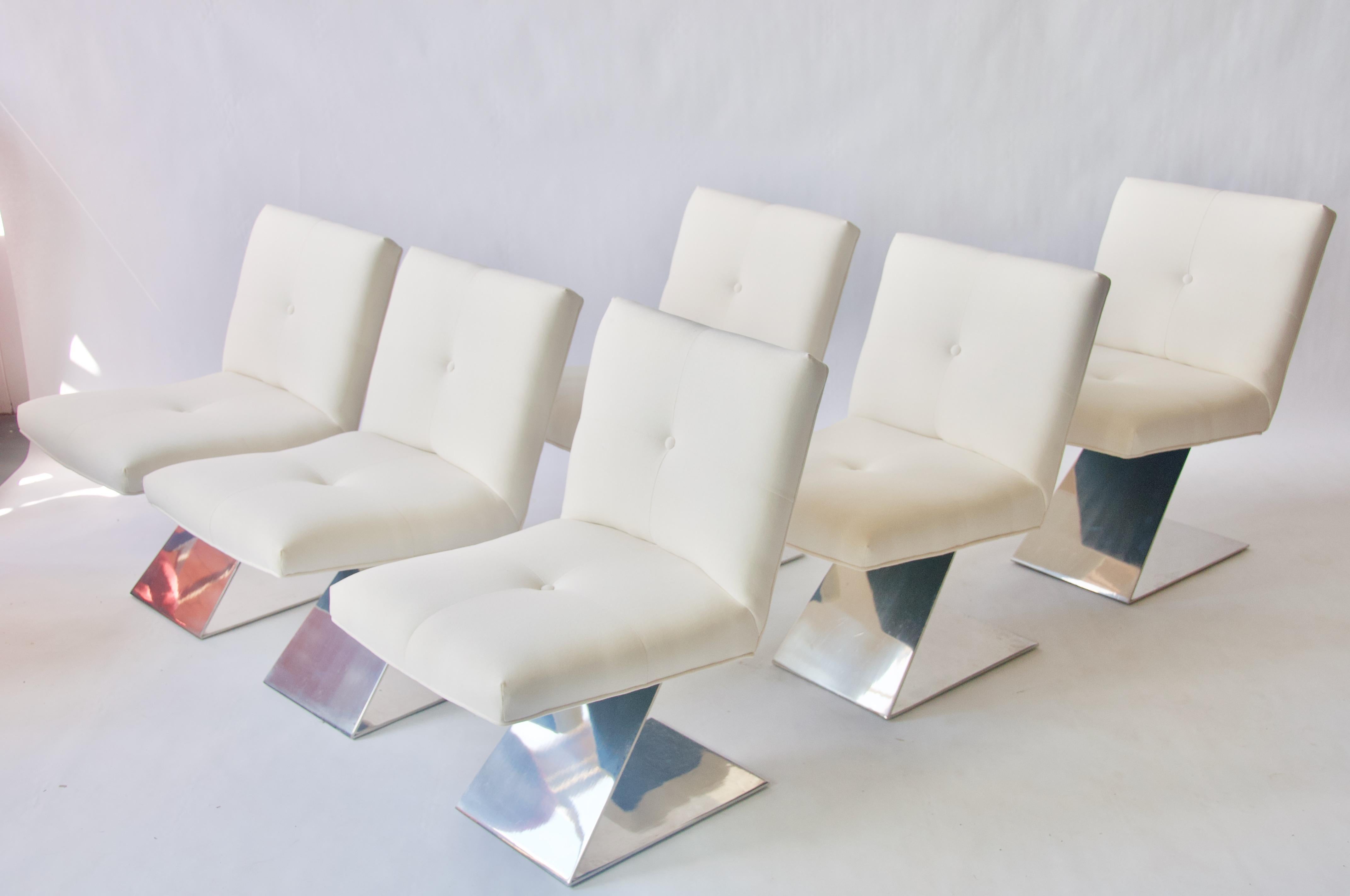 American Rare Set of Six Cantilevered Milo Baughman Chairs