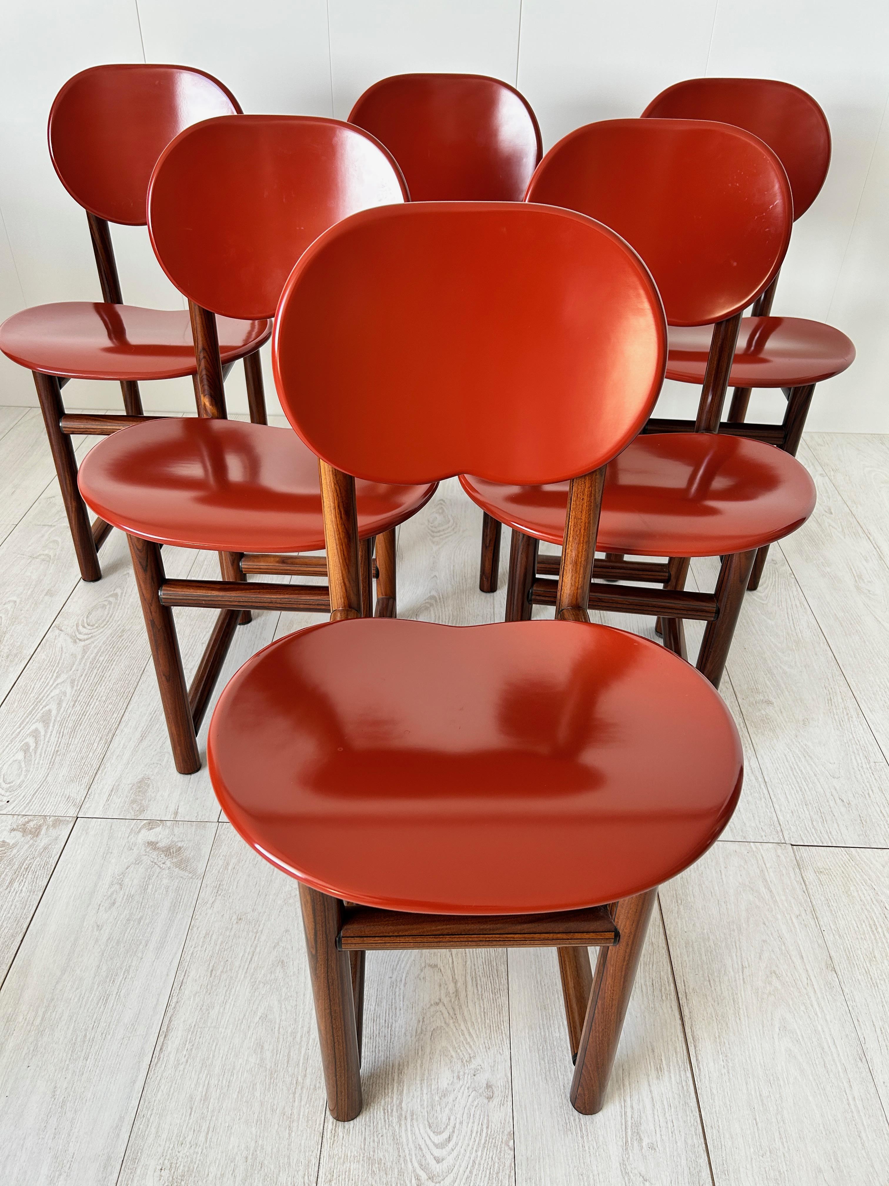 Rare Set of Six Chairs by Afra E Tobia Scarpa, New Harmony Collection, Maxalto 10
