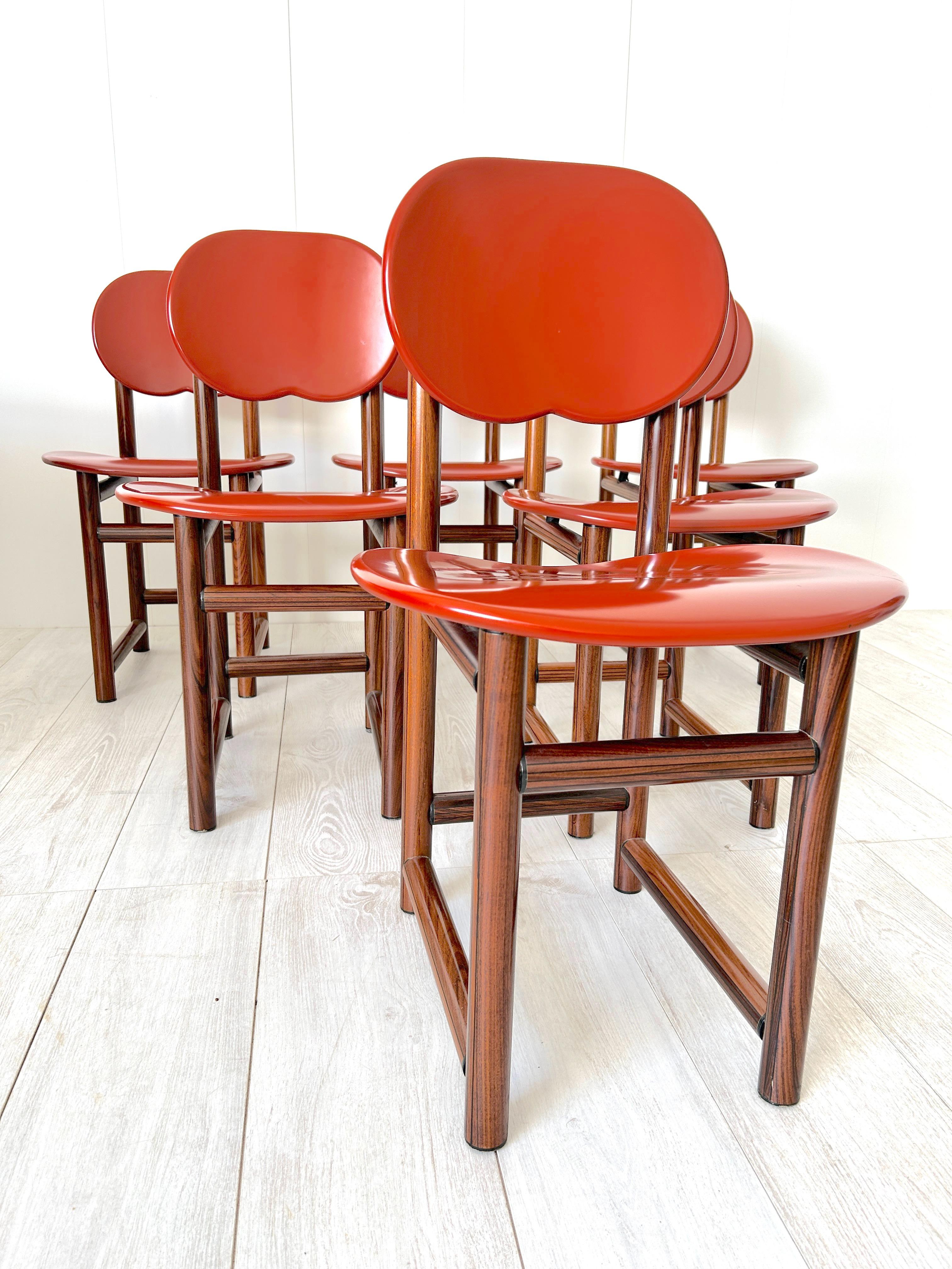 Modern Rare Set of Six Chairs by Afra E Tobia Scarpa, New Harmony Collection, Maxalto For Sale