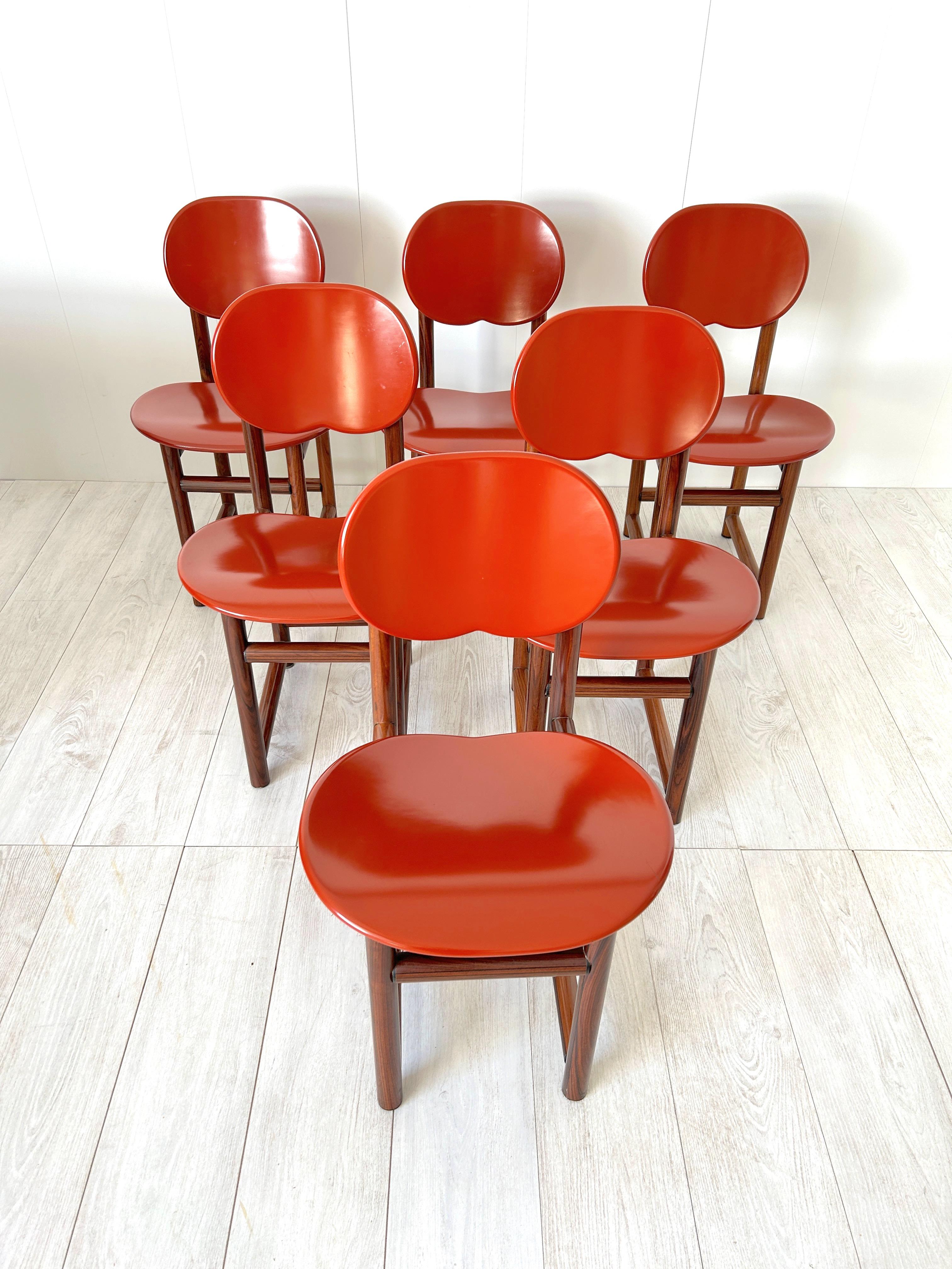 Rare Set of Six Chairs by Afra E Tobia Scarpa, New Harmony Collection, Maxalto In Good Condition For Sale In Rivoli, IT