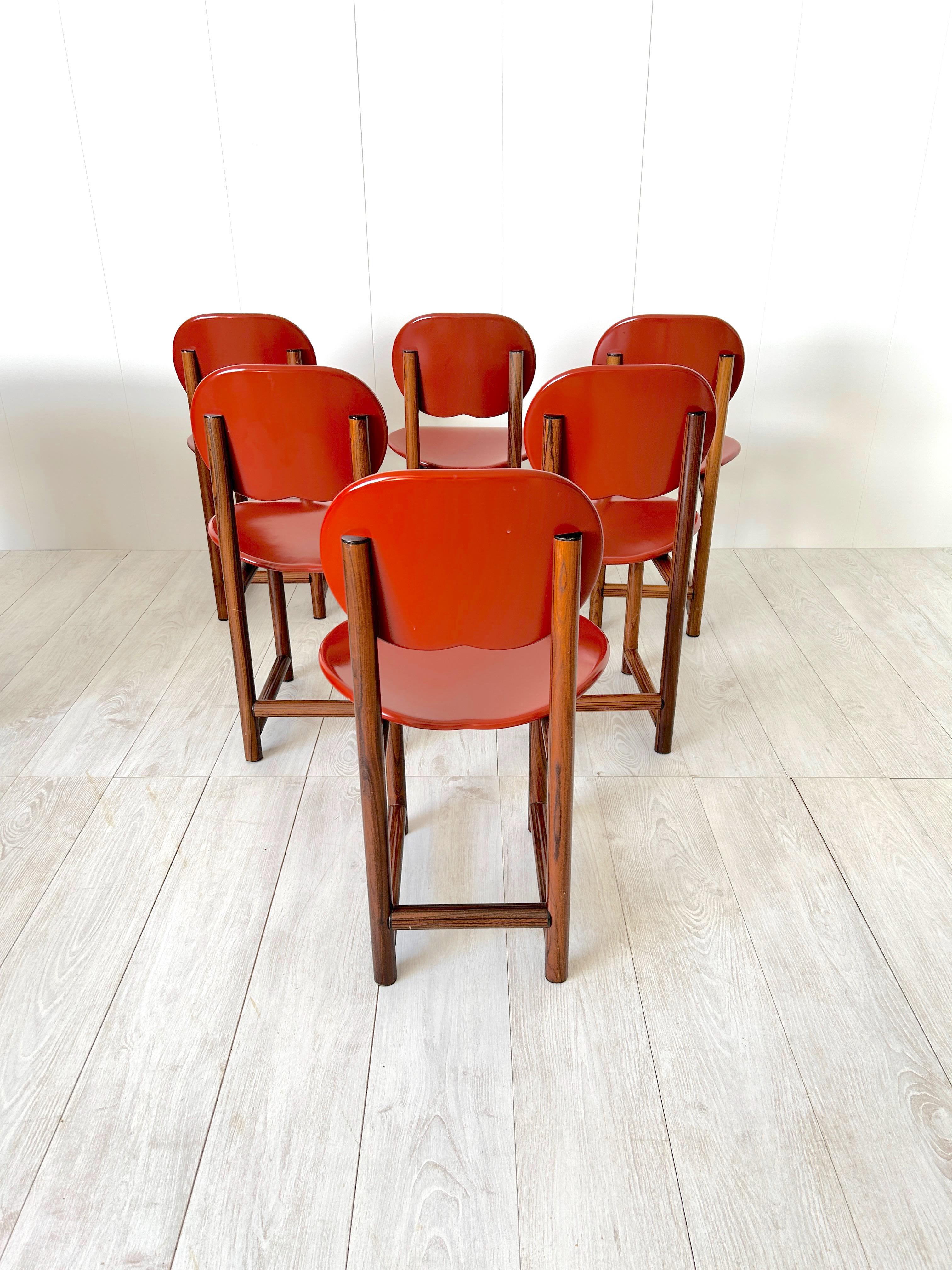 Late 20th Century Rare Set of Six Chairs by Afra E Tobia Scarpa, New Harmony Collection, Maxalto