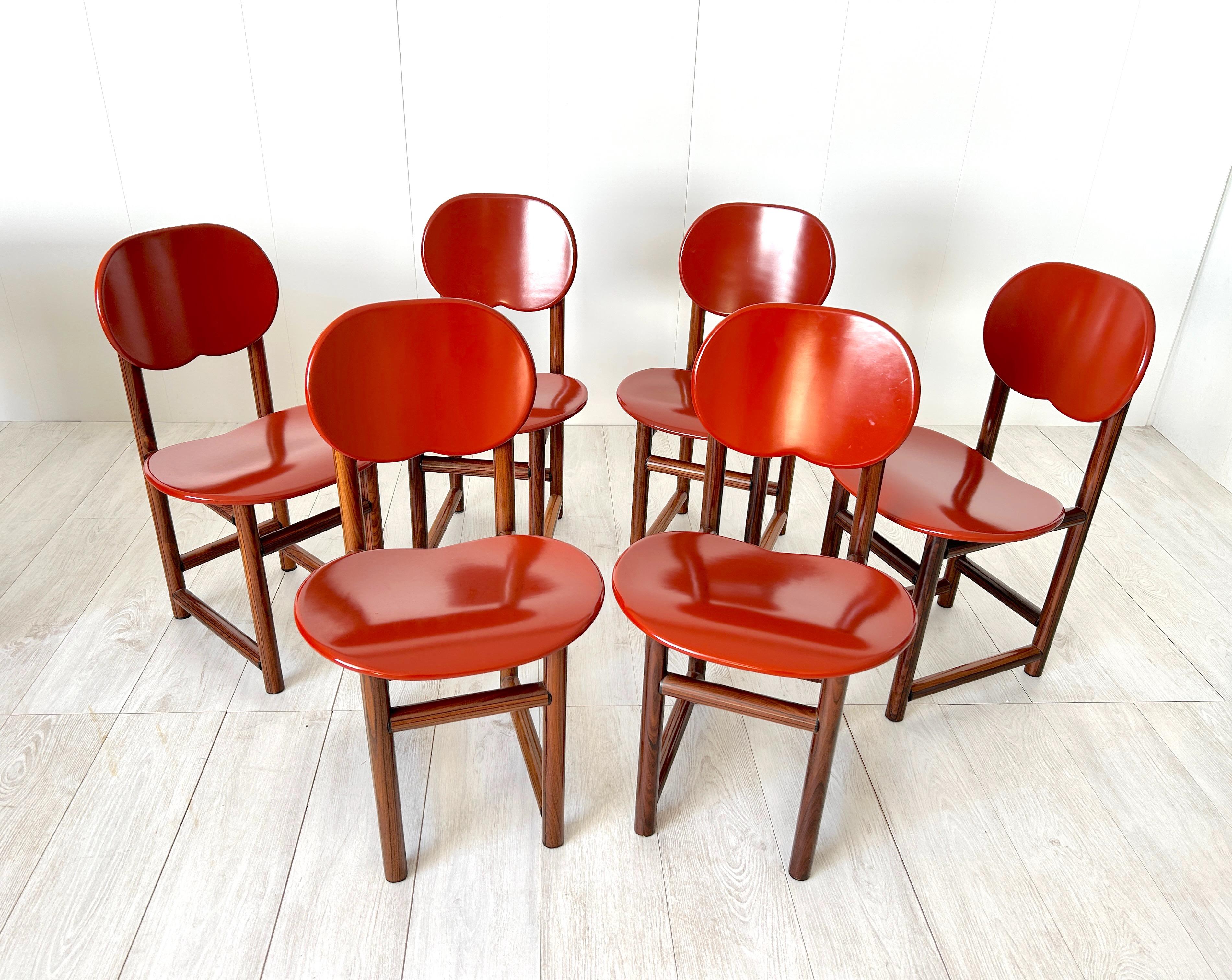 Rare Set of Six Chairs by Afra E Tobia Scarpa, New Harmony Collection, Maxalto For Sale 1