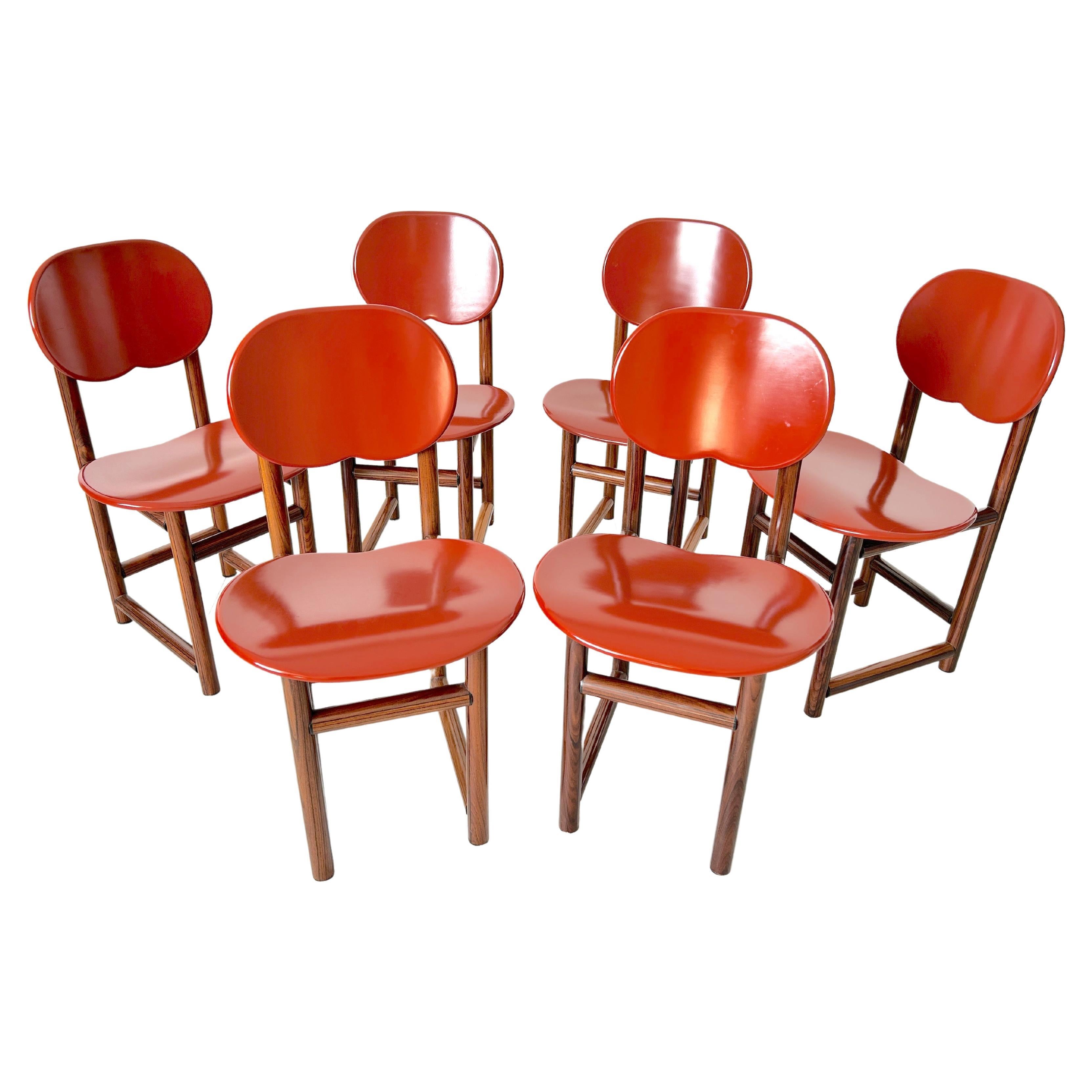 Rare Set of Six Chairs by Afra E Tobia Scarpa, New Harmony Collection, Maxalto For Sale