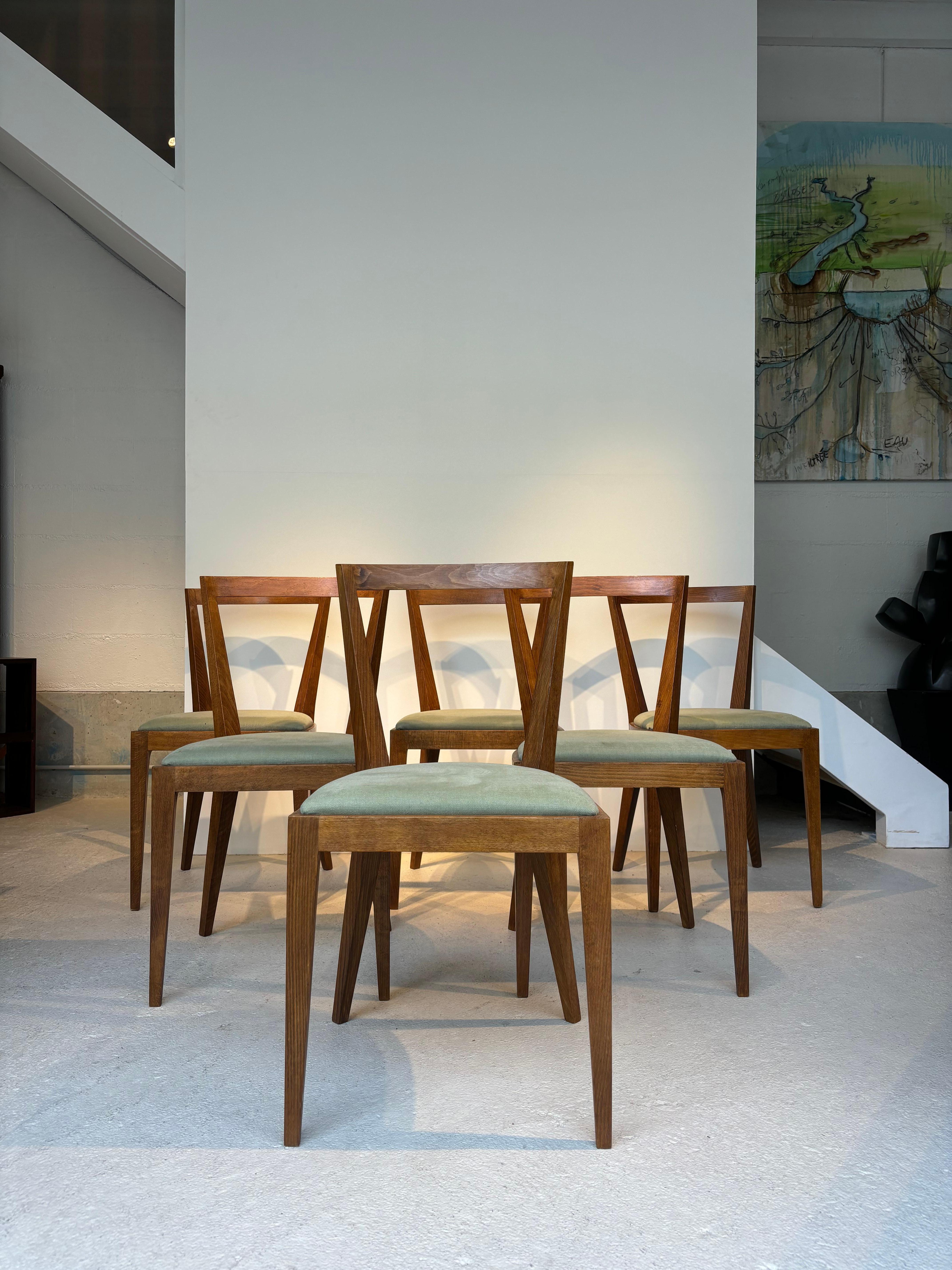 Rare ensemble de six chaises de Gio Ponti modèle 504 circa 1943 en vente 11