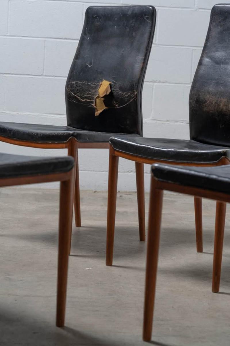 Milieu du XXe siècle Rare ensemble de six chaises de salle à manger de Helge Vestergaard Jensen pour Peder Pedersen en vente