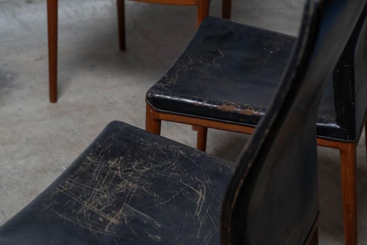 Teck Rare ensemble de six chaises de salle à manger de Helge Vestergaard Jensen pour Peder Pedersen en vente
