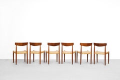 Raro juego de seis sillas de comedor de Knud Faerch producidas por Slagelselse, Dinamarca