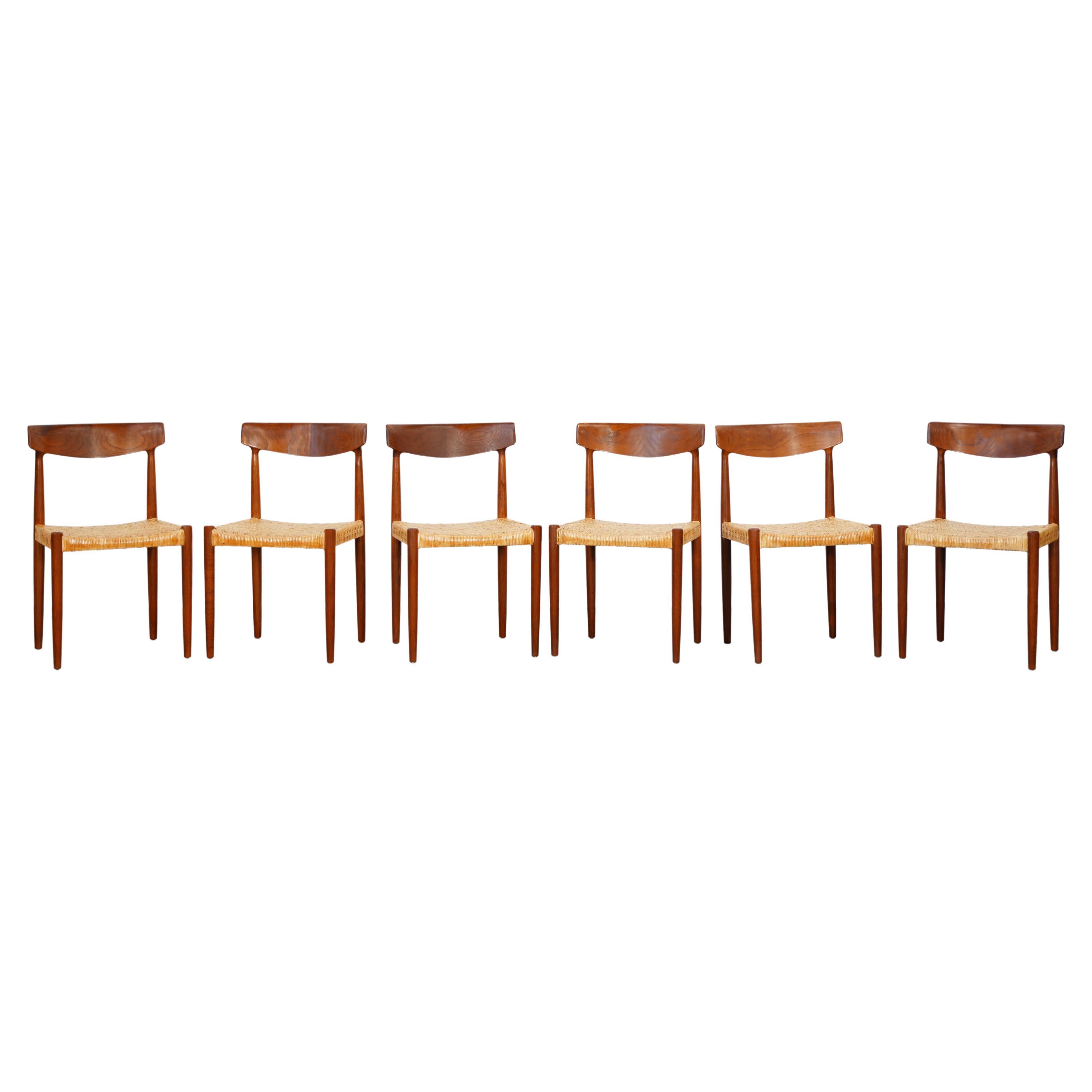 Rare Set of Six Dining Chairs by Knud Faerch Produced by Slagelselse, Denmark For Sale