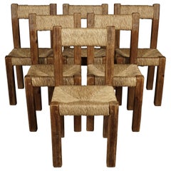 Rare Set of Six Dining Chairs from France, circa 1950