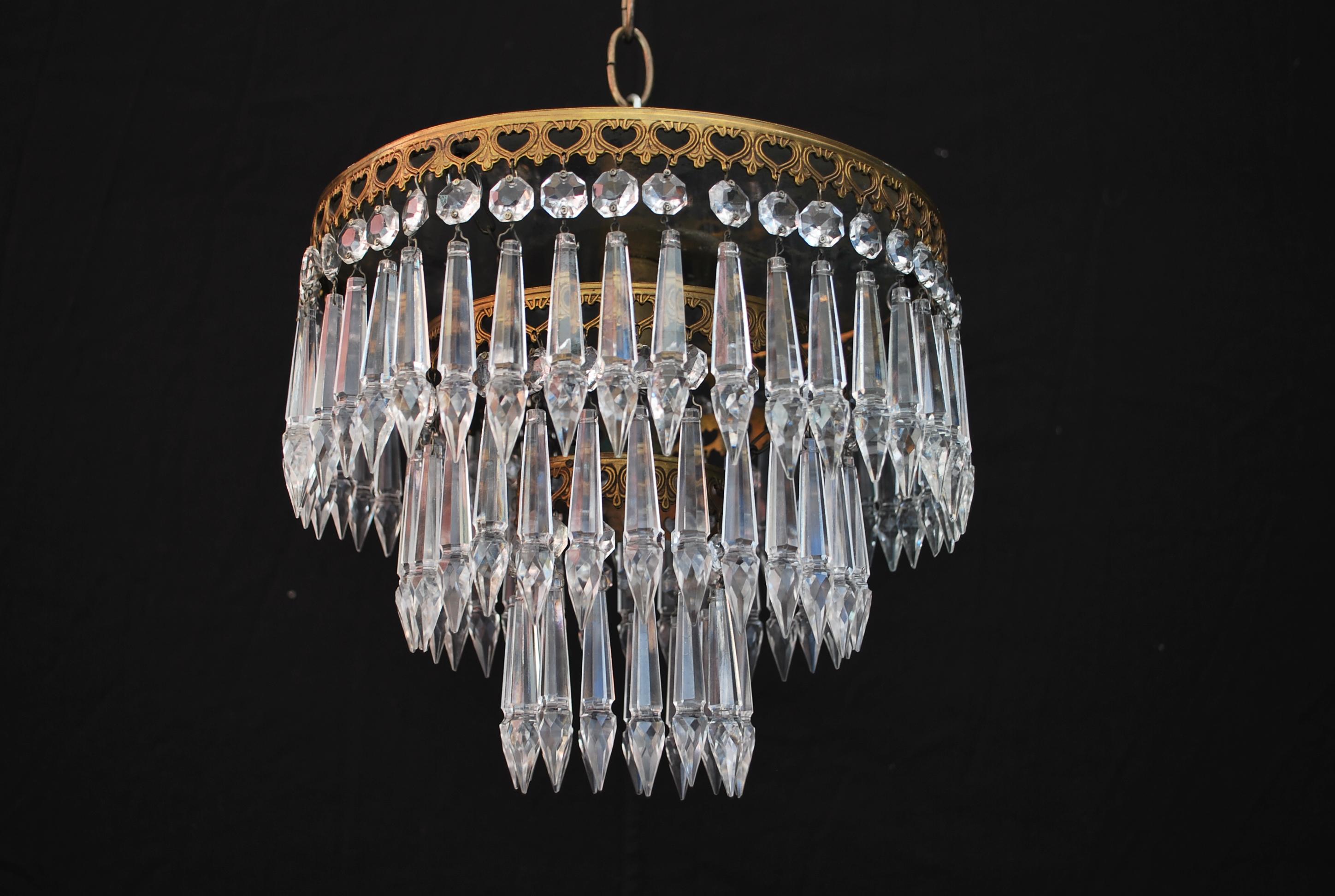 Rare Set of Six French Flush Mount Crystals Lights 'Price Is for One' For Sale 1