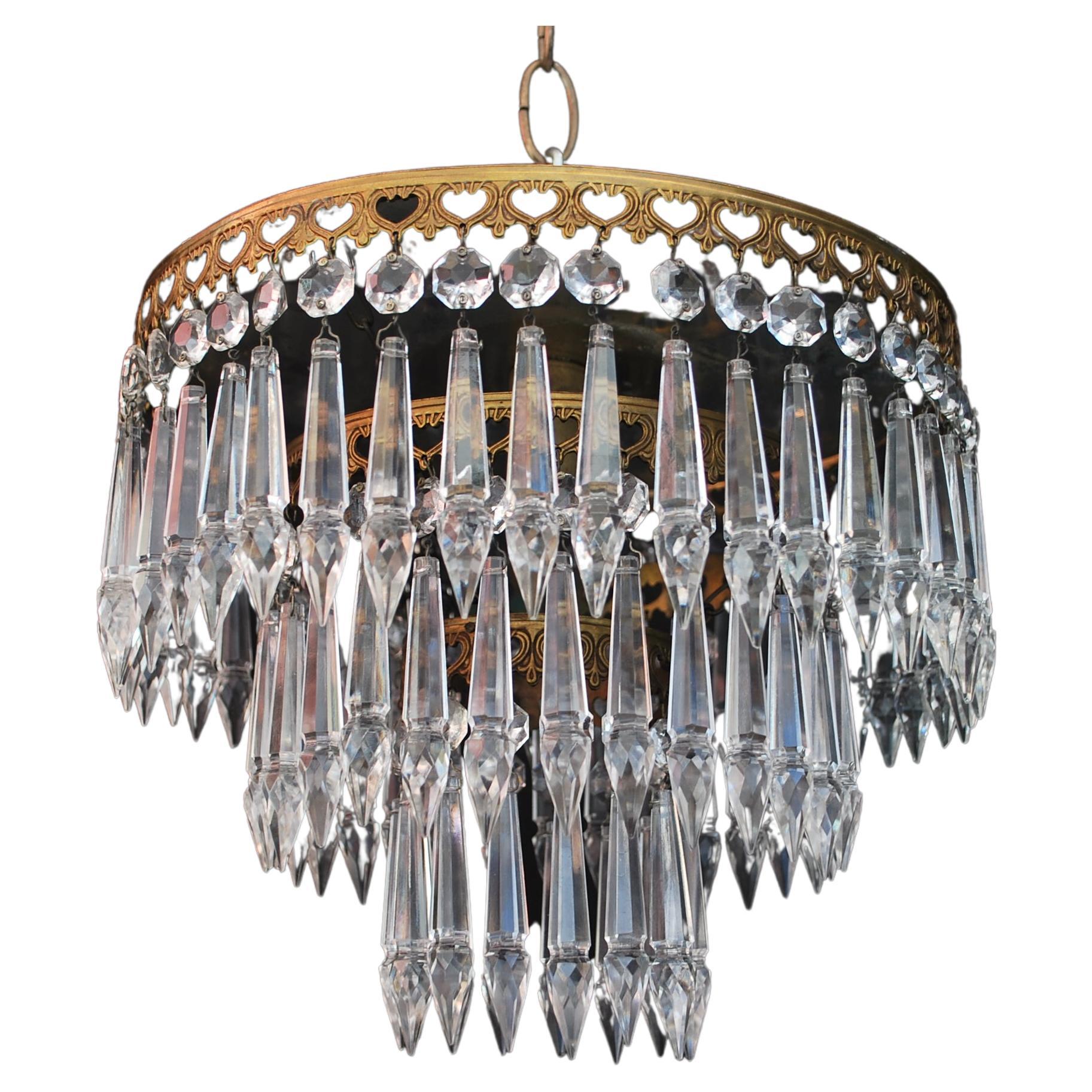Rare Set of Six French Flush Mount Crystals Lights 'Price Is for One' For Sale