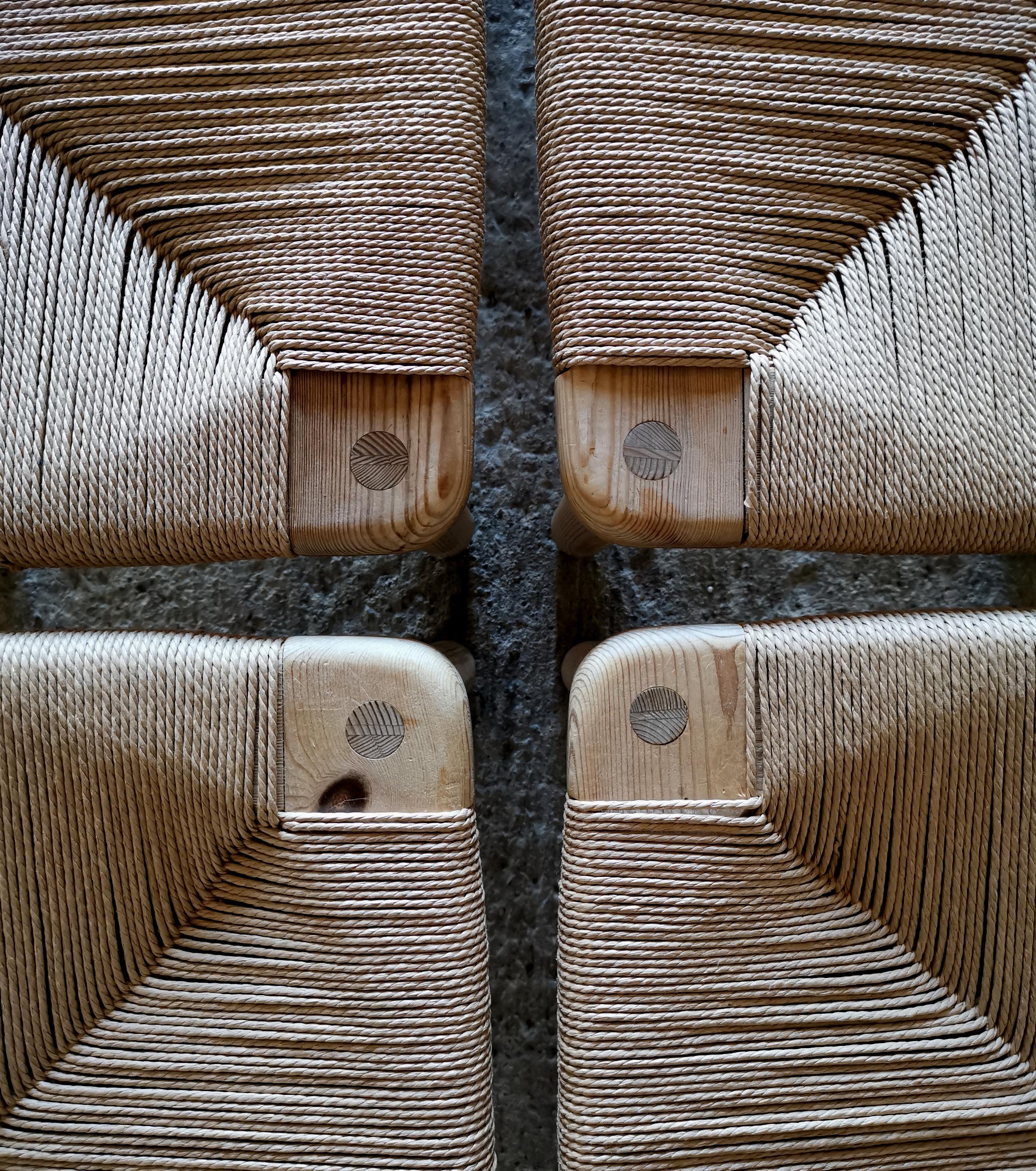 Joinery Rare set of six Friis & Moltke Dining Chairs in solid Oregon Pine. Denmark 1970s For Sale