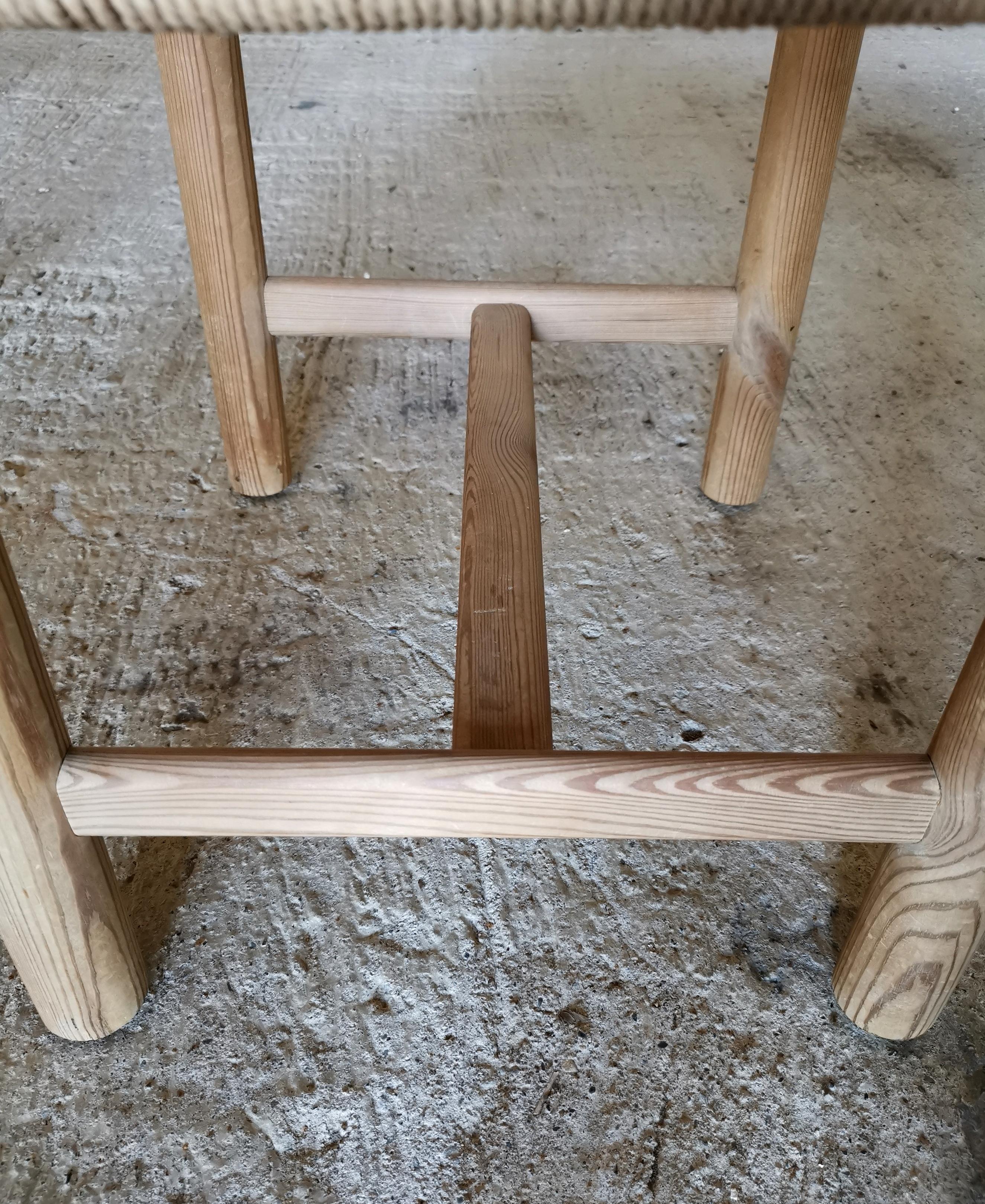 Papercord Rare set of six Friis & Moltke Dining Chairs in solid Oregon Pine. Denmark 1970s For Sale