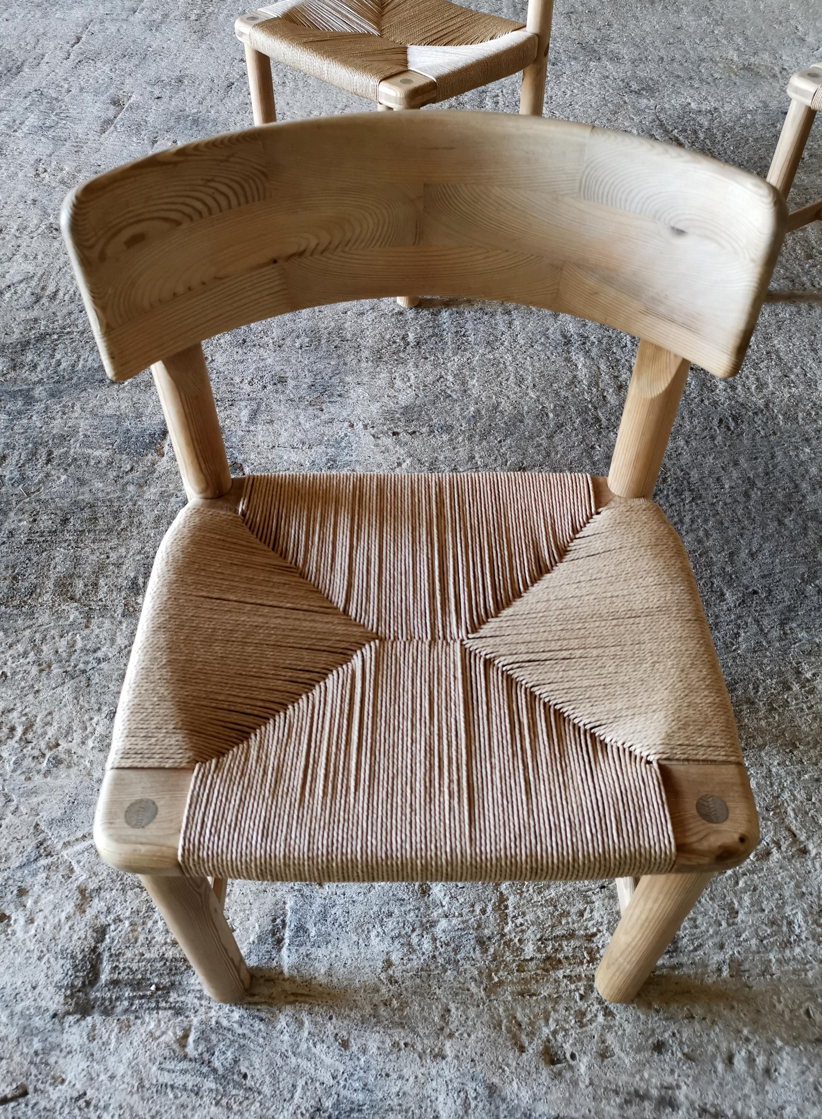 Rare set of six Friis & Moltke Dining Chairs in solid Oregon Pine. Denmark 1970s For Sale 1
