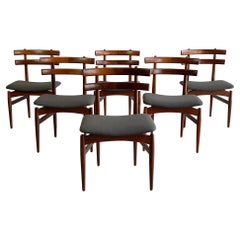 Rare Set of Six Midcentury Rosewood Dining Chairs, circa 1950s