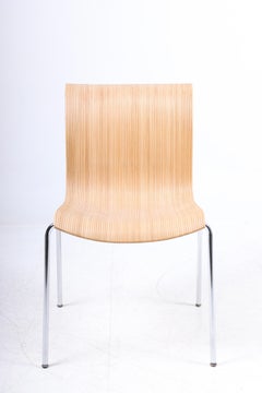 Rare Set of Six Midcentury Side Chairs in Laminated Wicker Cane by Lise Isbrand