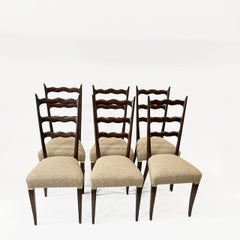 Rare Set of Six Paolo Buffa Dining Chairs, Italy 1940s