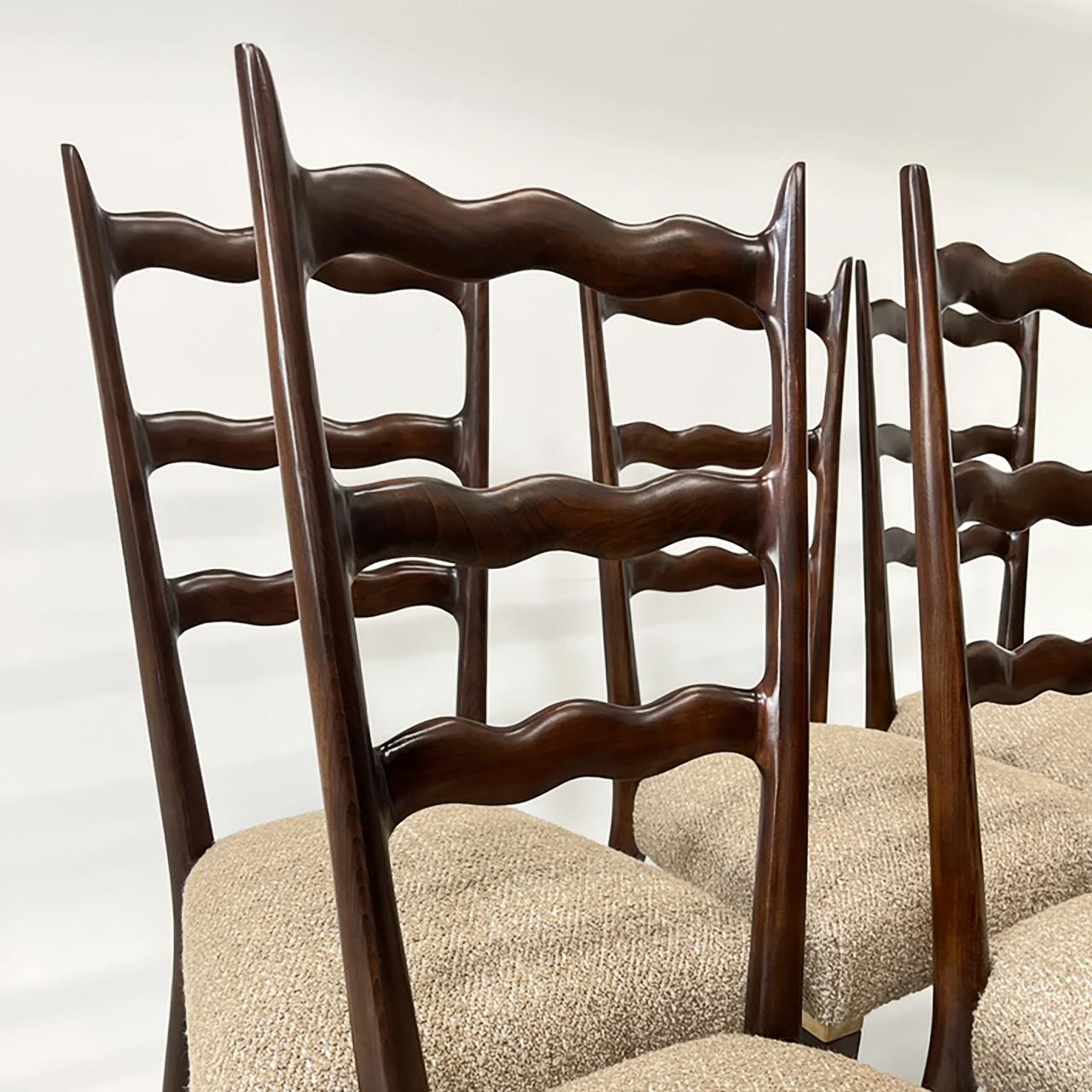 Rare Set of Six Paolo Buffa Dining Chairs, Italy 1940s In Good Condition For Sale In Lambertville, NJ