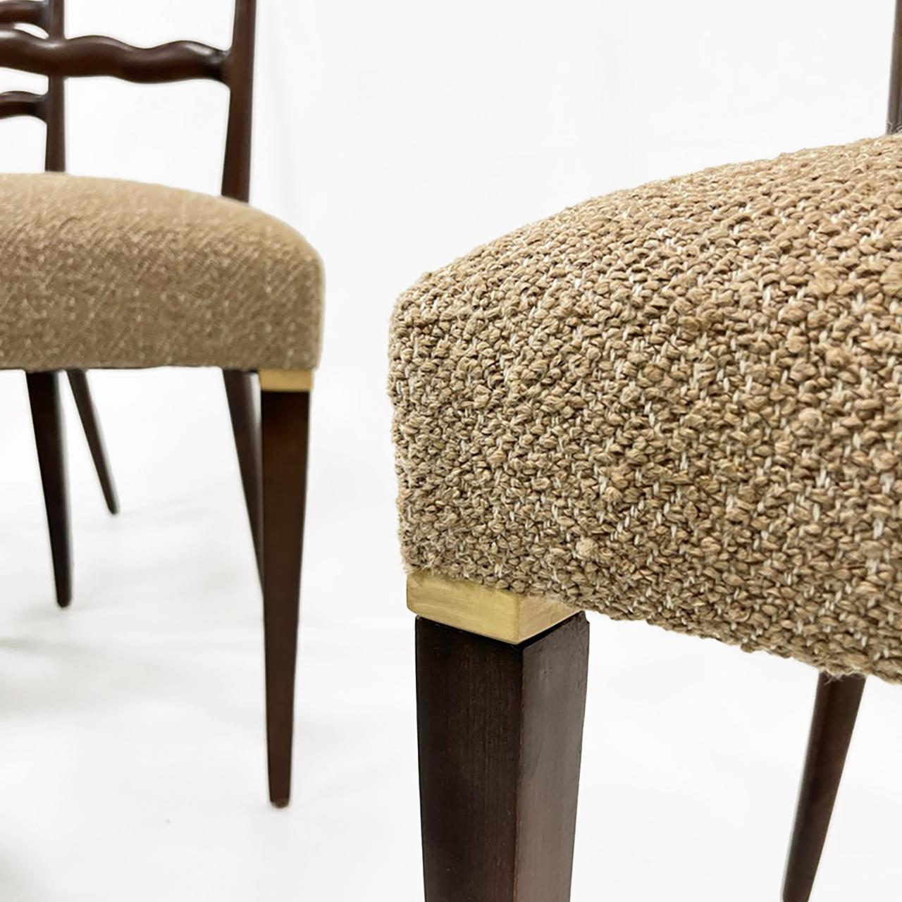 Bouclé Rare Set of Six Paolo Buffa Dining Chairs, Italy 1940s For Sale