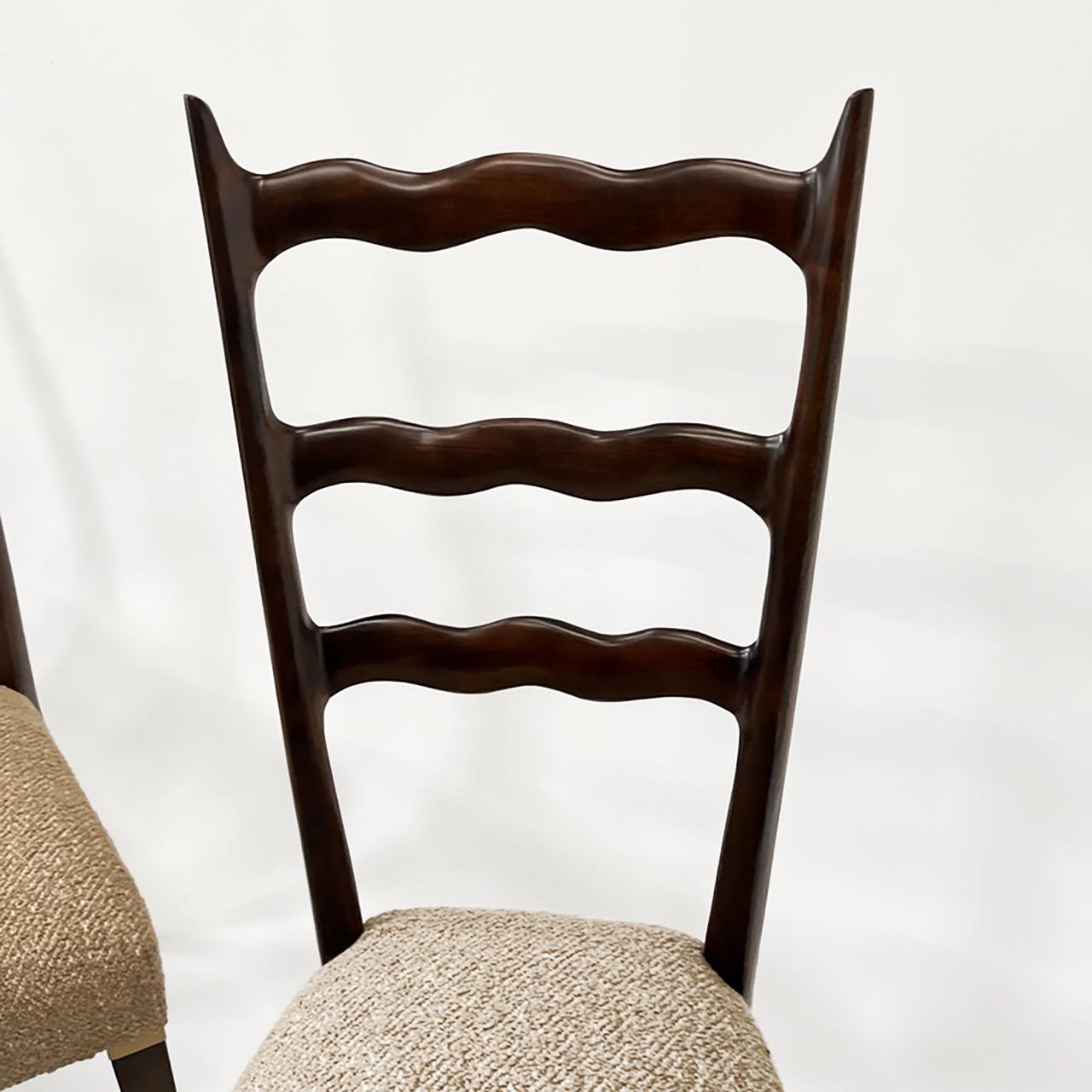 Rare Set of Six Paolo Buffa Dining Chairs, Italy 1940s For Sale 1